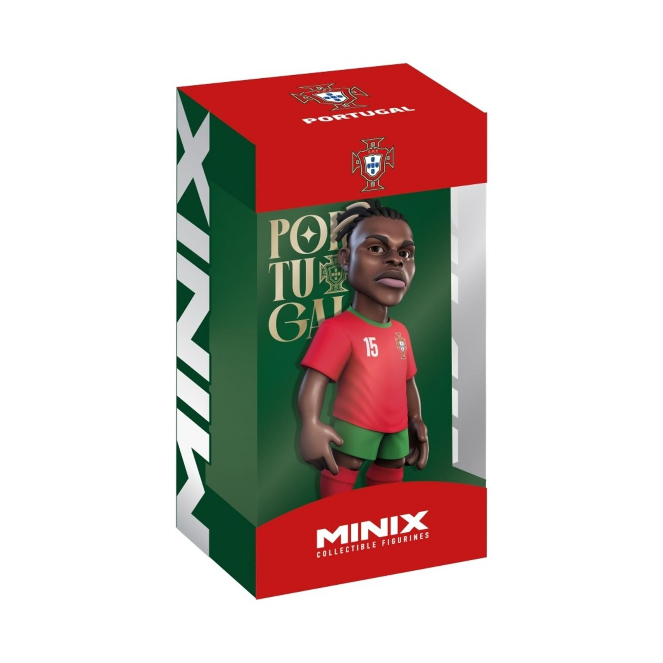 Miniatura da collezione MINIX di un calciatore in maglia rossa e verde numero 15.