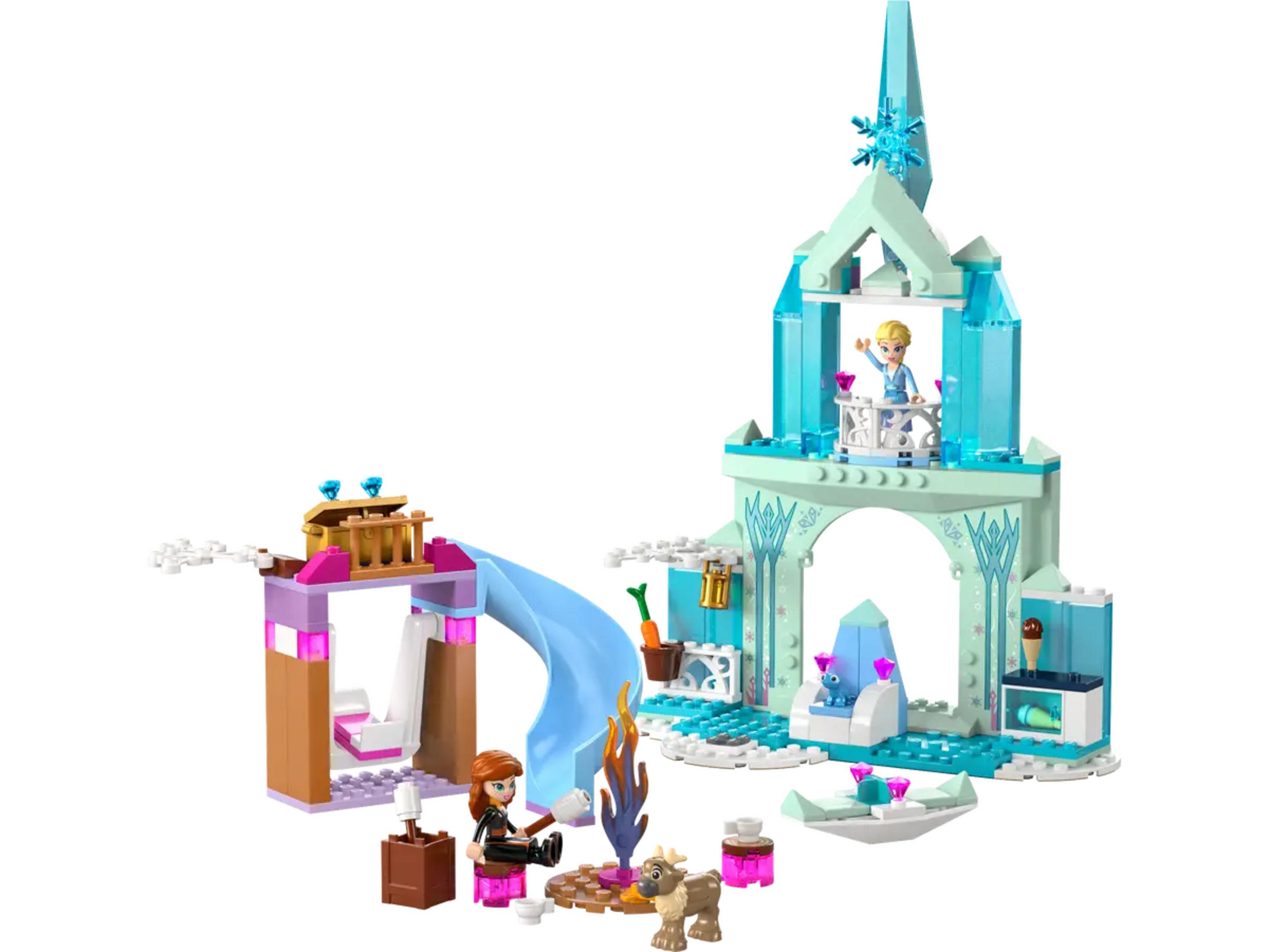 Set de Lego con castillo de hielo, figuras y accesorios.