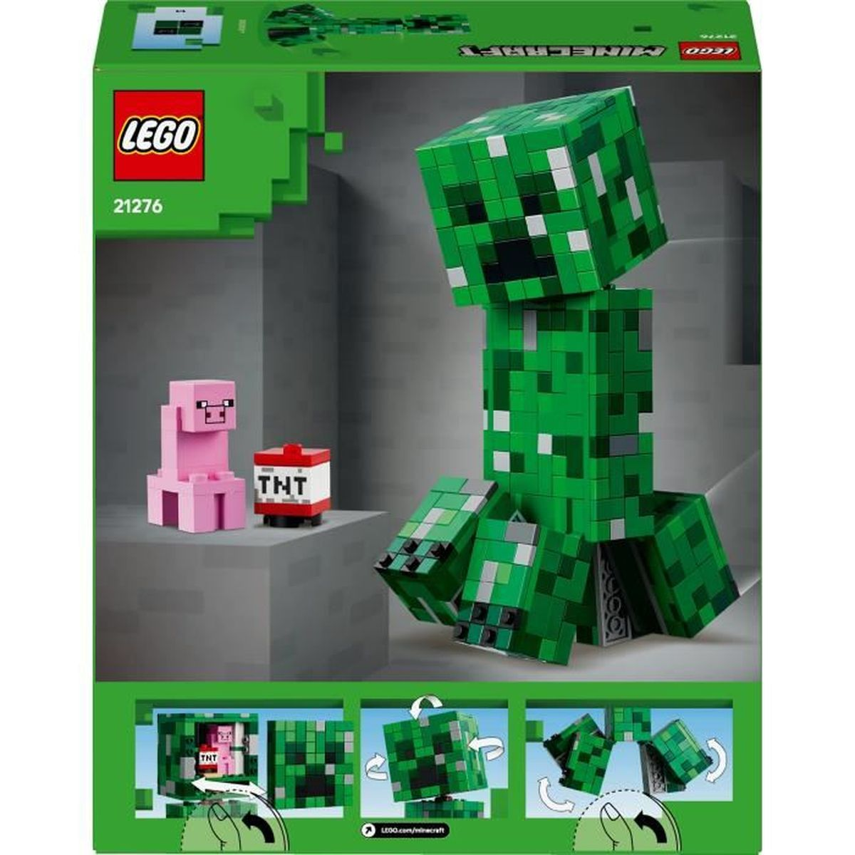 Zestaw Lego Minecraft Creeper z świnią i blokiem TNT.