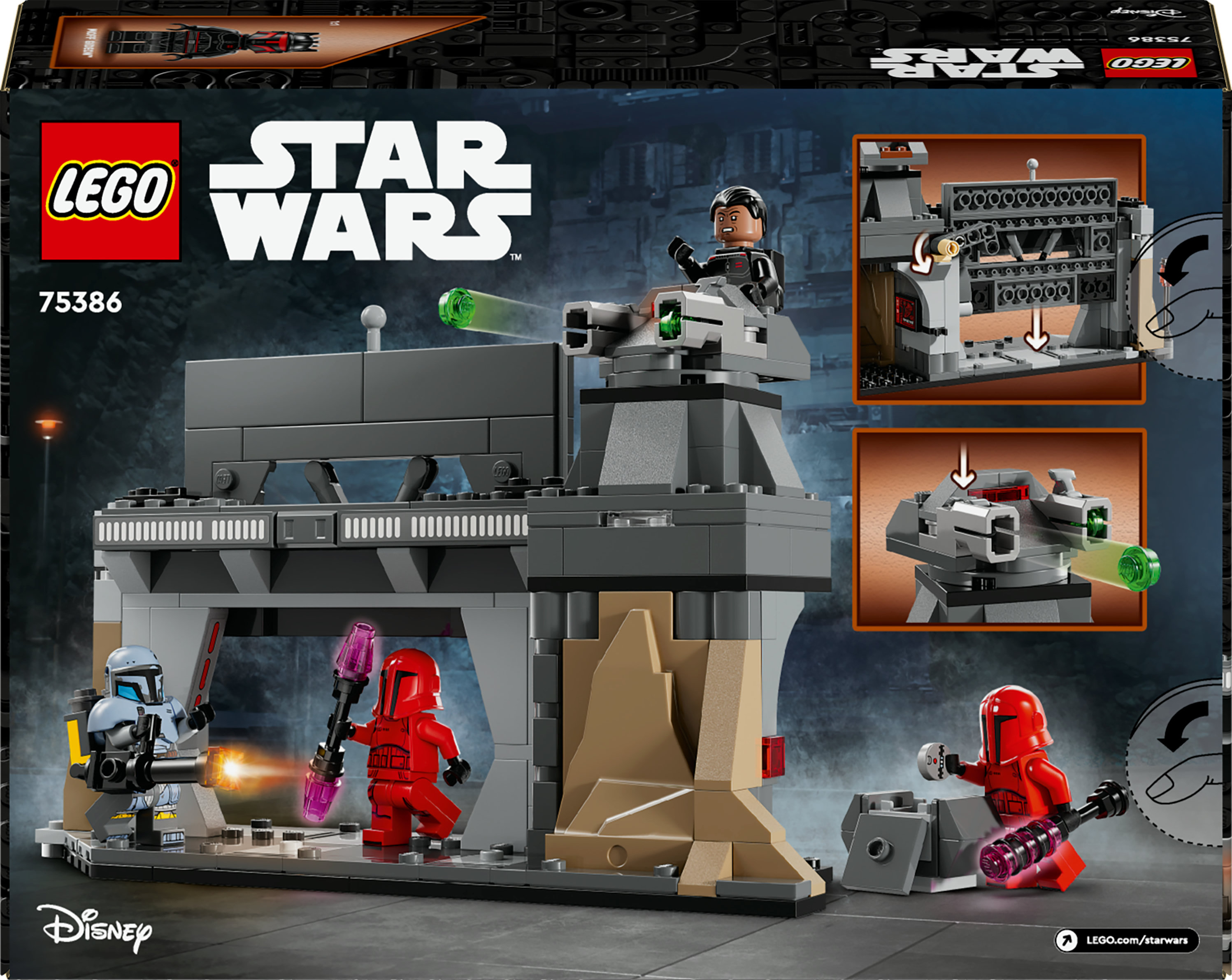 Zestaw LEGO Star Wars 75386 z figurkami i fortecą do zbudowania.