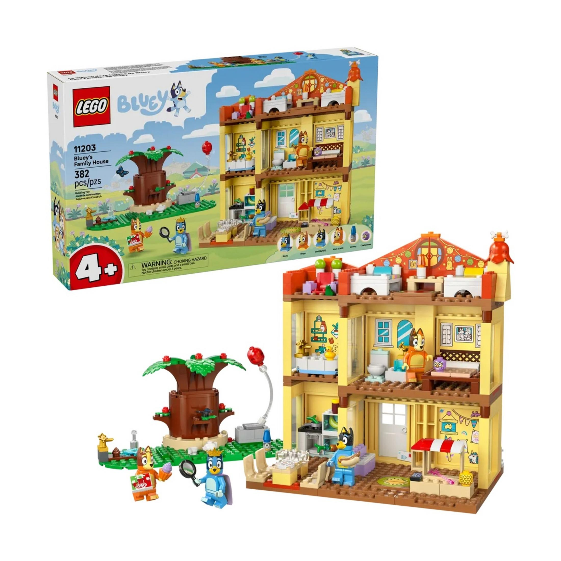 LEGO Bluey Aile Evi seti figürler ve ağaç içerir.