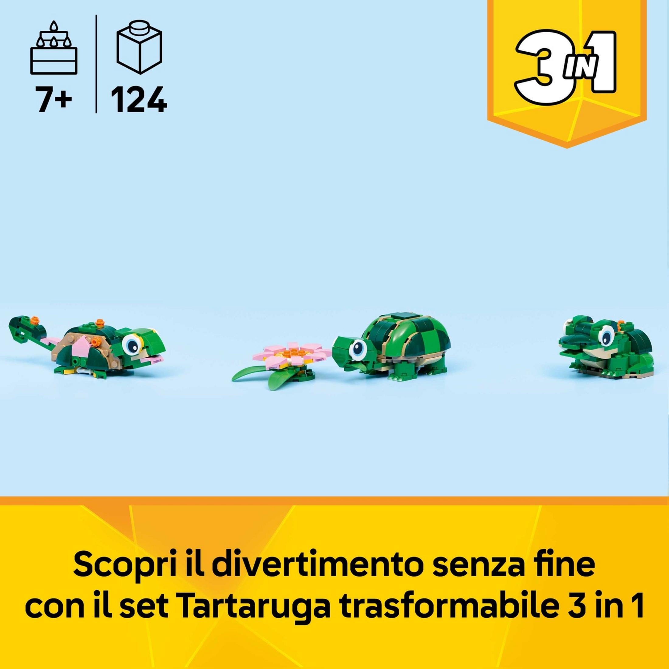 Kolorowe zwierzątka Lego: kameleon, żółw, żaba. Wiek 7+, 124 elementy.