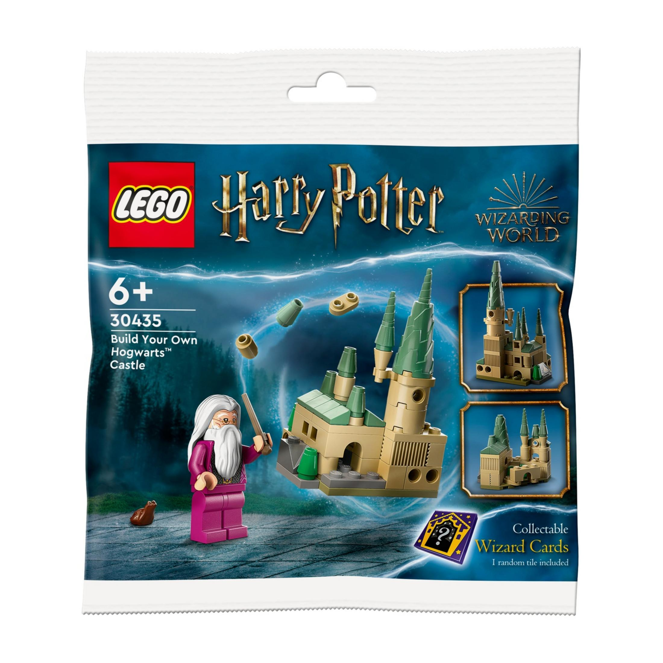 LEGO Harry Potter Set: Eine Borgin-Burg-Figur, ein Mini-Modell und Zaubererkarten.
