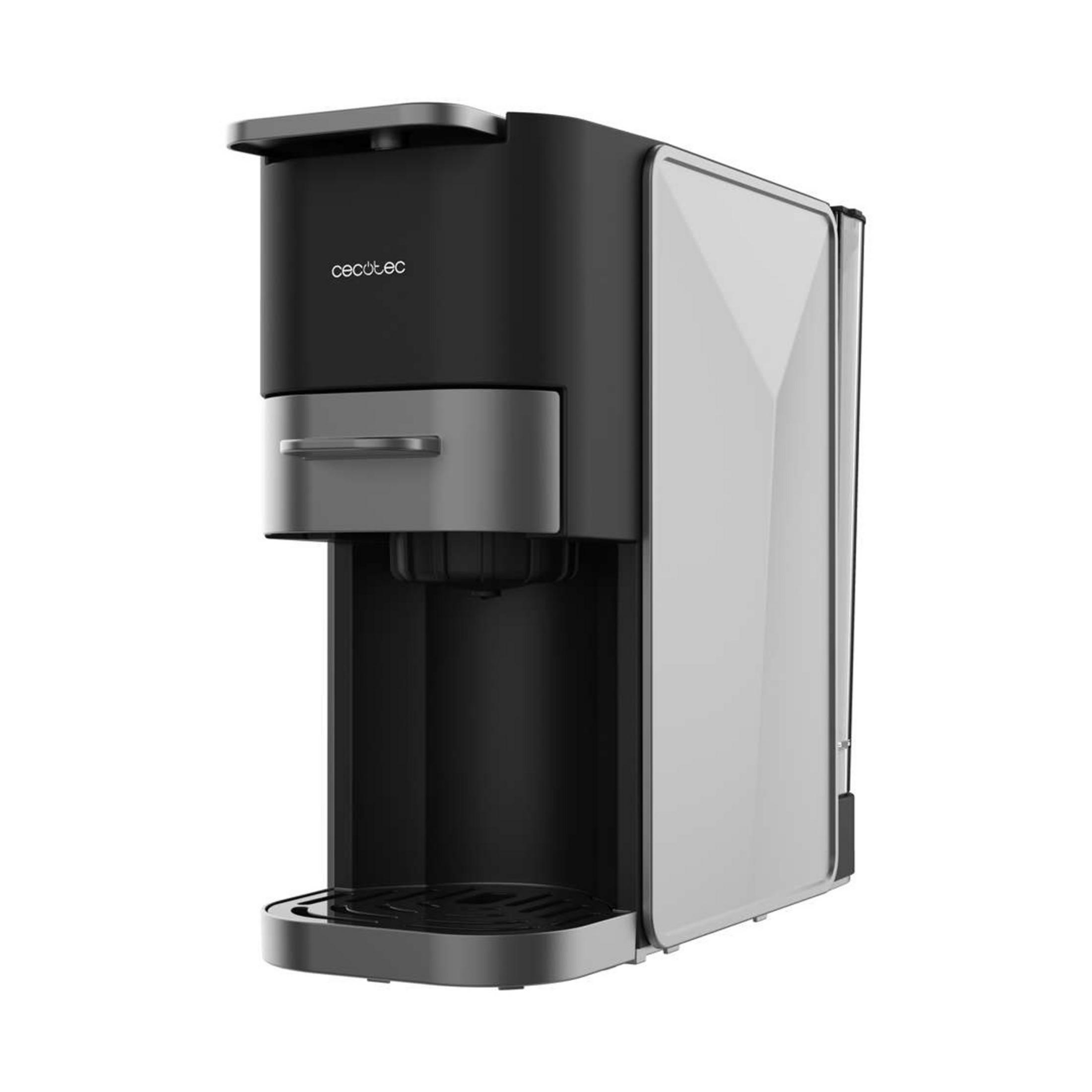 Ekspres do kawy z czarną i srebrną obudową.