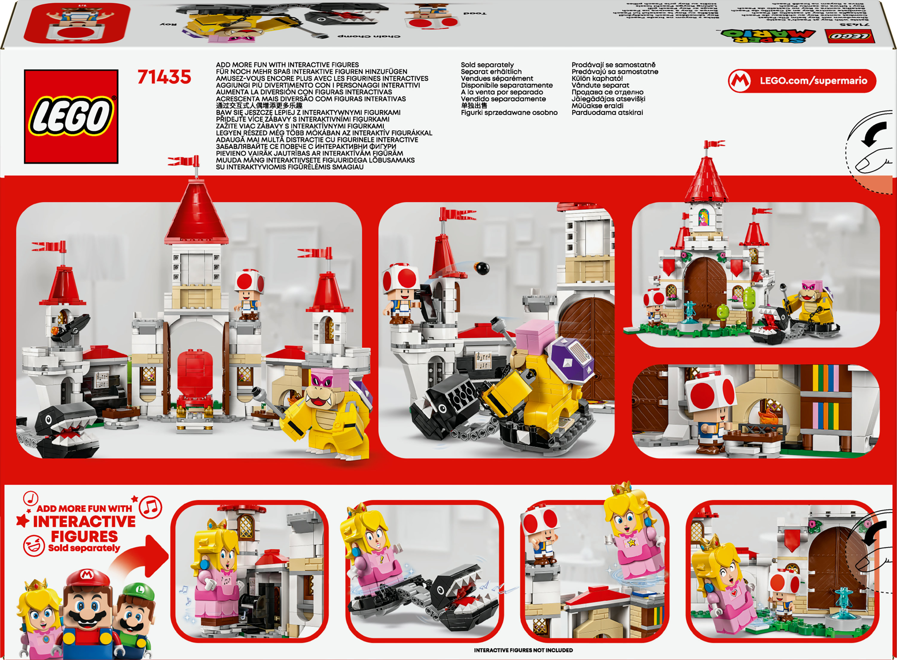 LEGO Super Mario-Spielzeugbox mit Burg, Charakteren und Zubehör. Verkauft separat.