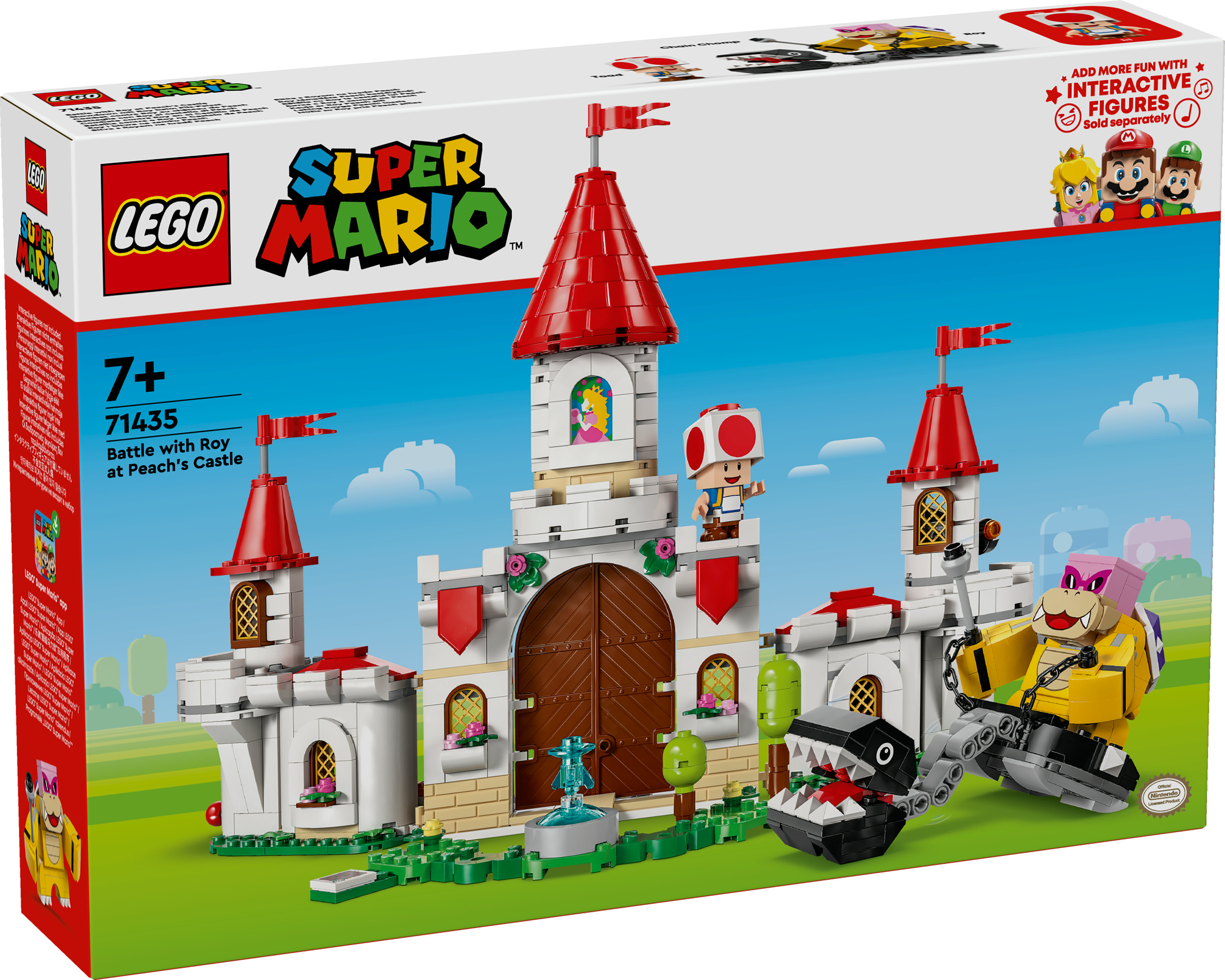 LEGO Super Mario Peachs Burg mit Roy, Toad, Chain Chomp und Prinzessin Peach.
