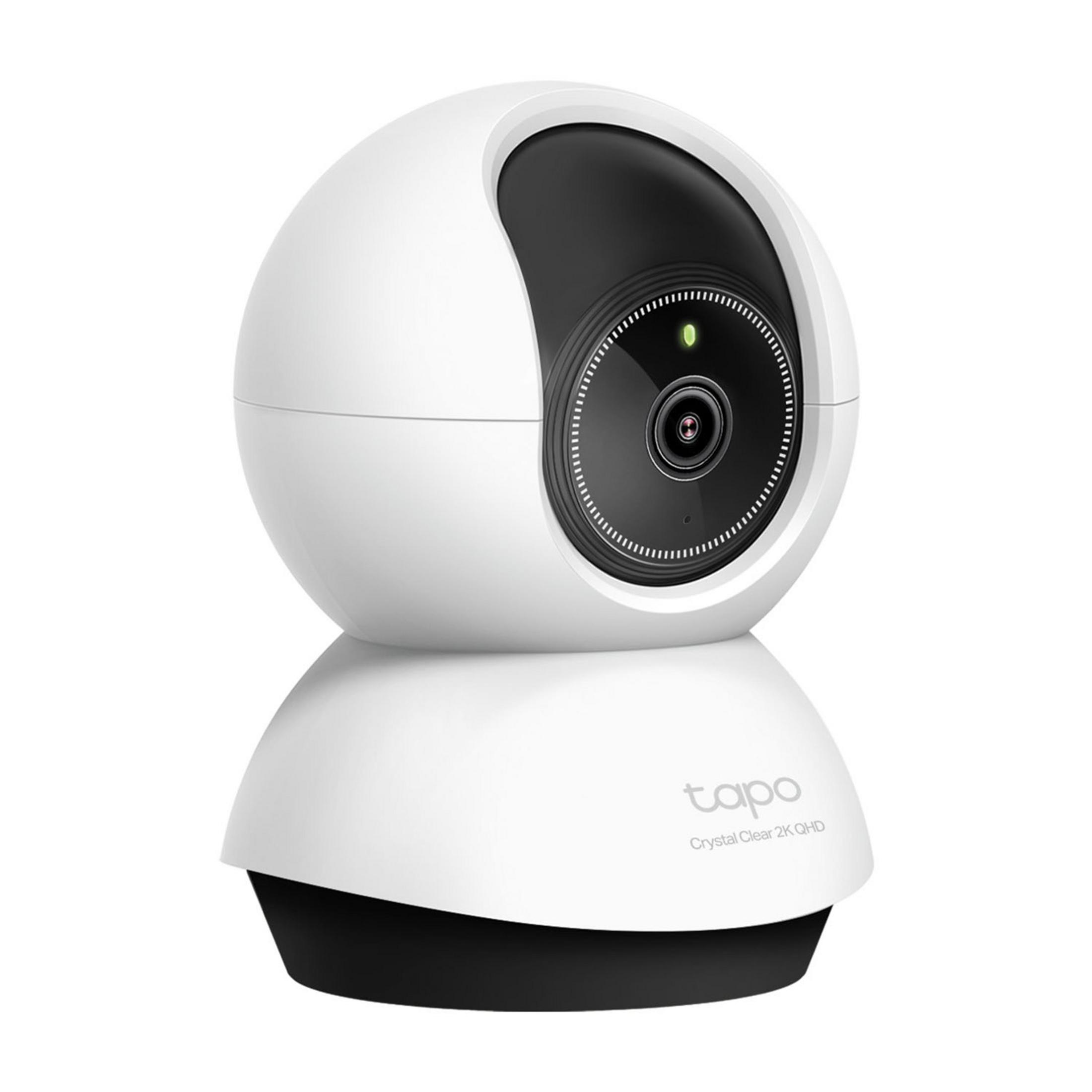 Biała kamera bezpieczeństwa z czarną podstawą i obiektywem.