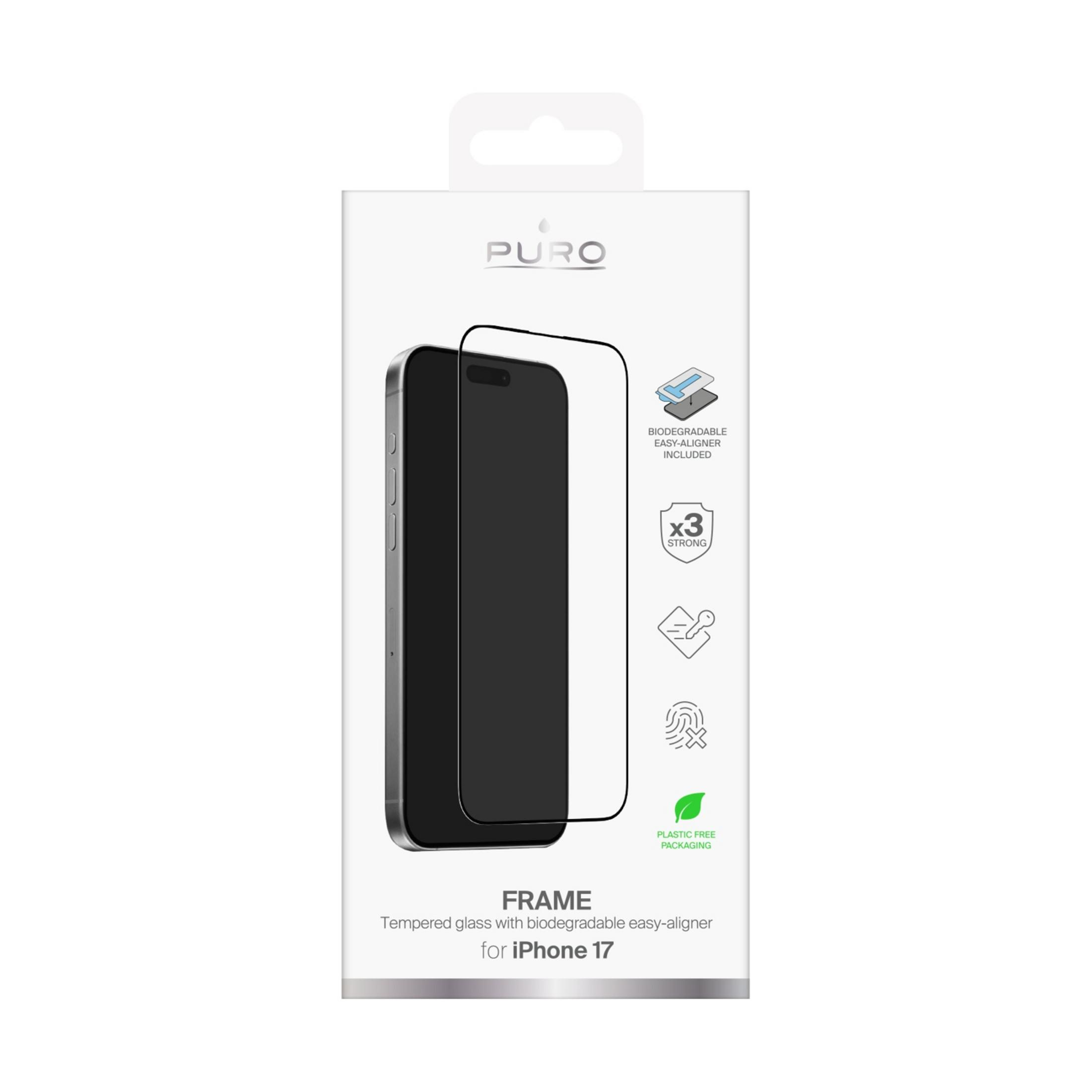 Confezione proteggi schermo in vetro temperato Puro per iPhone 17.