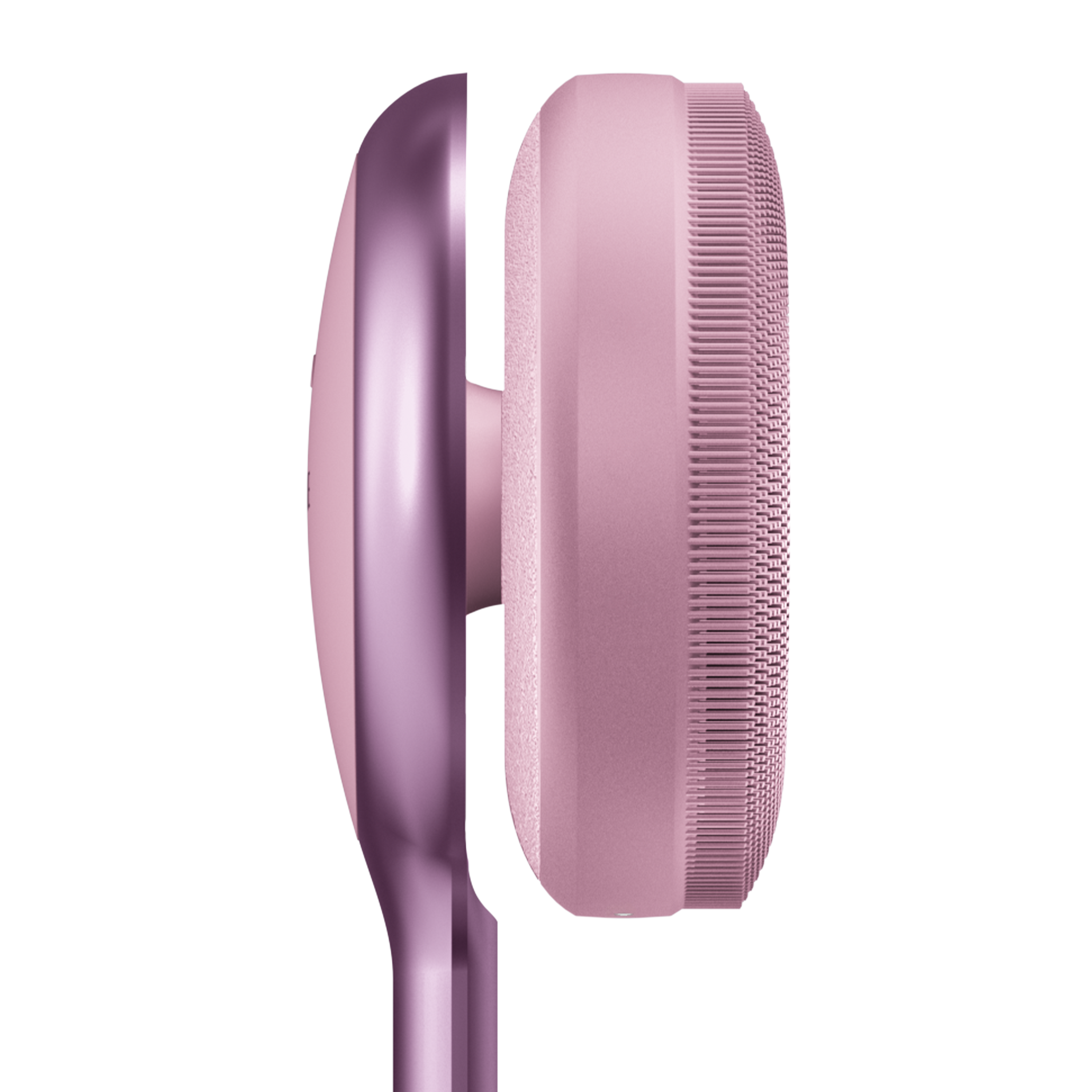 Metal saplı pembe yüz temizleme fırçası, beyazda izole edilmiş.