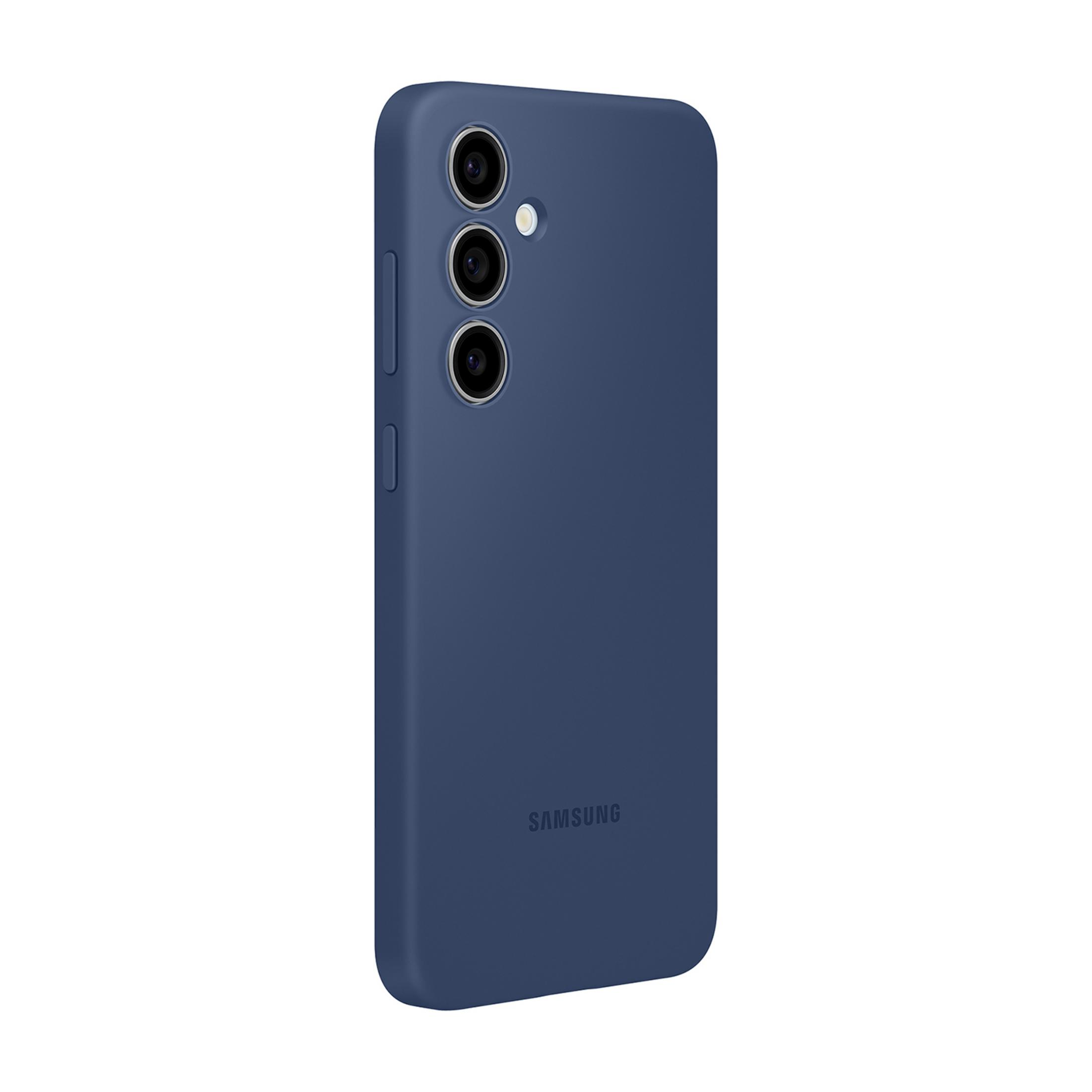 Dunkelblauer Handyhülle mit drei Kameras und Samsung-Logo.