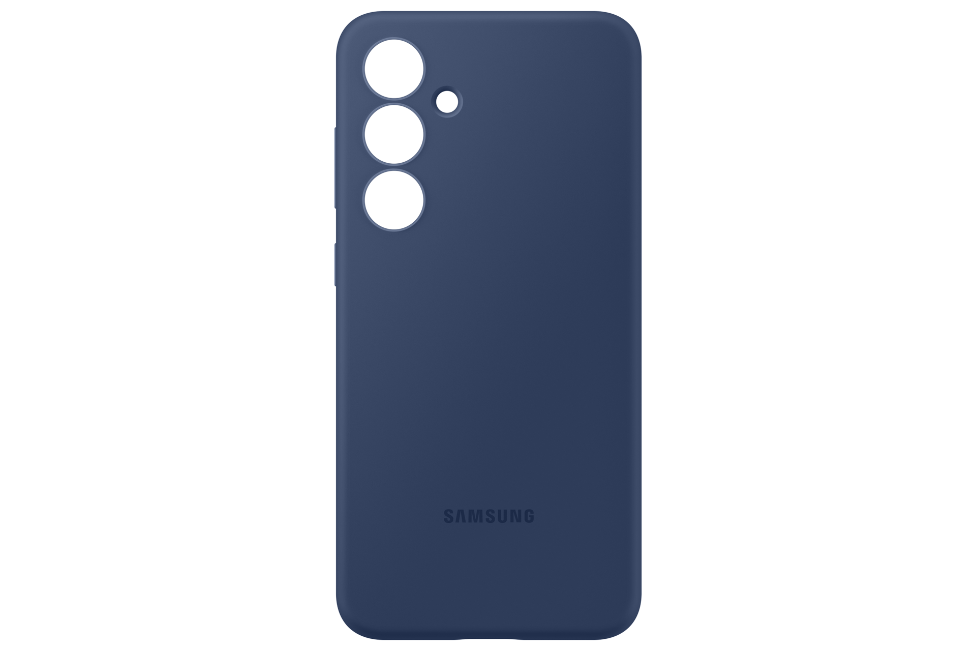 Dunkelblaue Handyhülle mit drei Kameralöchern und Samsung-Logo.