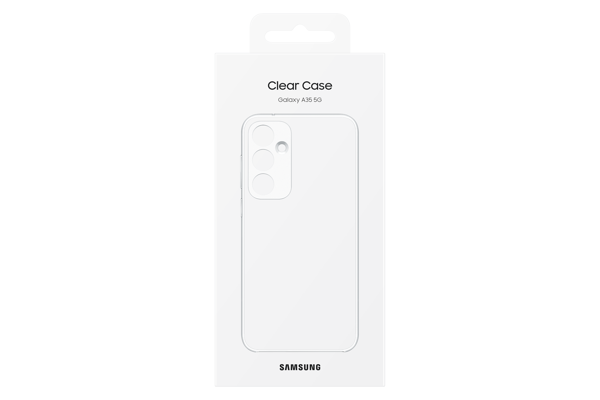 Verpackung für eine Samsung Galaxy A35 5G Hülle mit klarem Design.