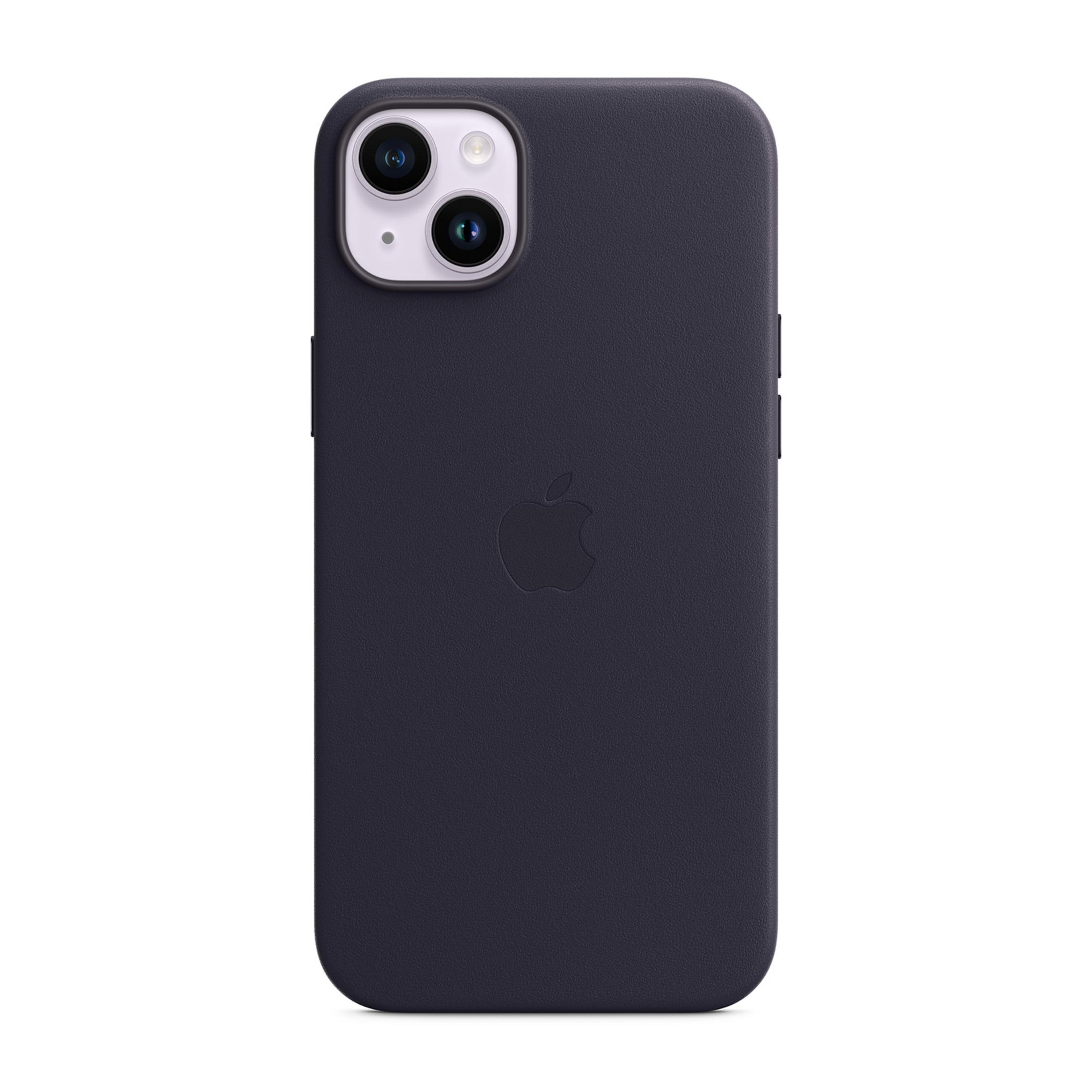 Donkerblauwe iPhone case met Apple logo en camera-uitsparing.