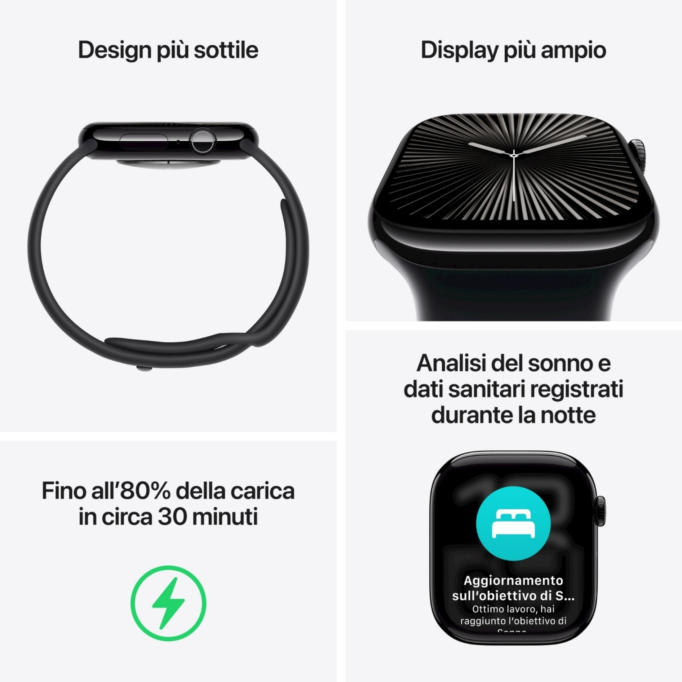 Design sottile, display ampio, ricarica rapida, analisi sonno.