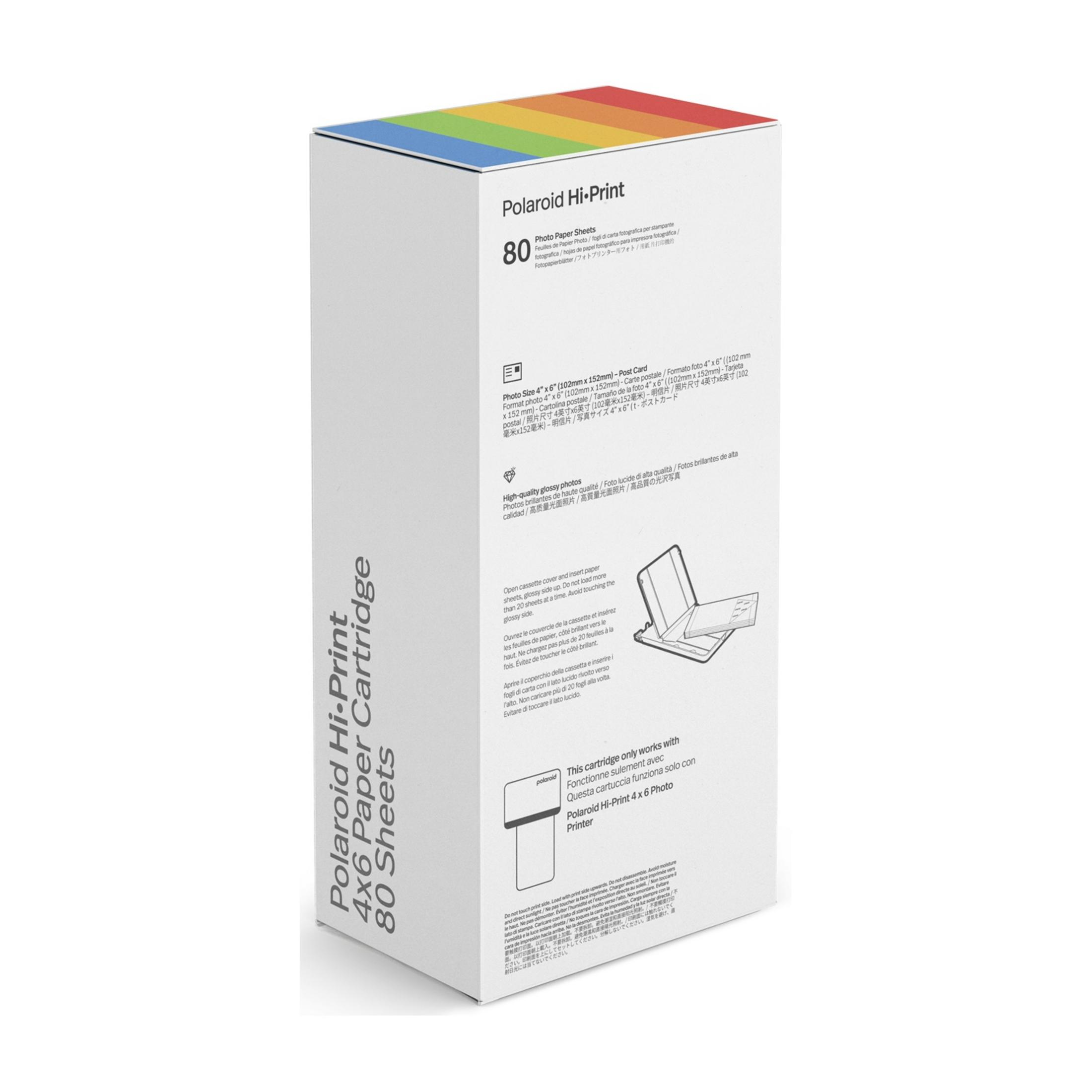 Polaroid Hi-Print 4x6 Fotopapier-Karton mit Regenbogen-Rand, 80 Blatt.