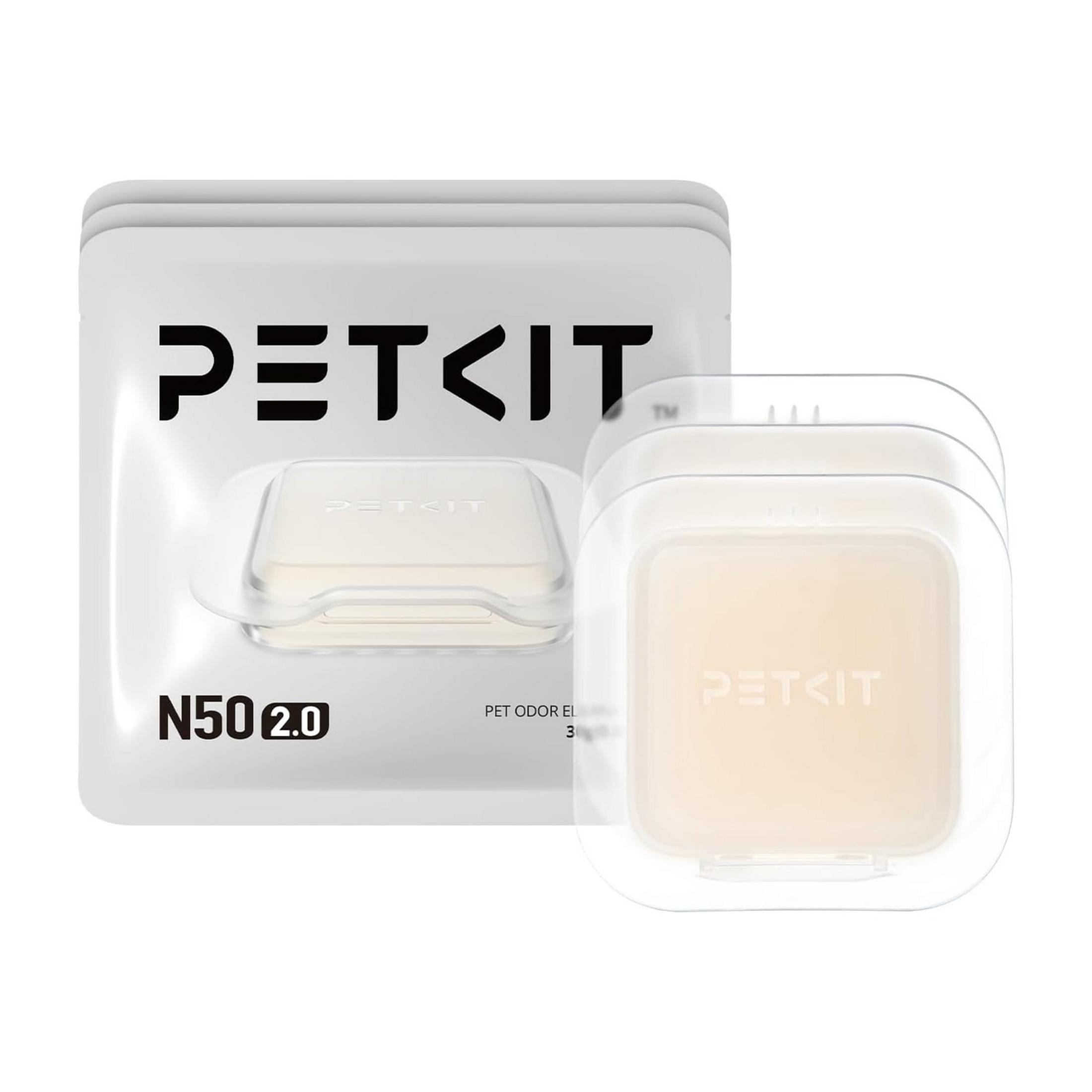 Zwei weiße PETKIT-Produkte mit schwarzem Logo.