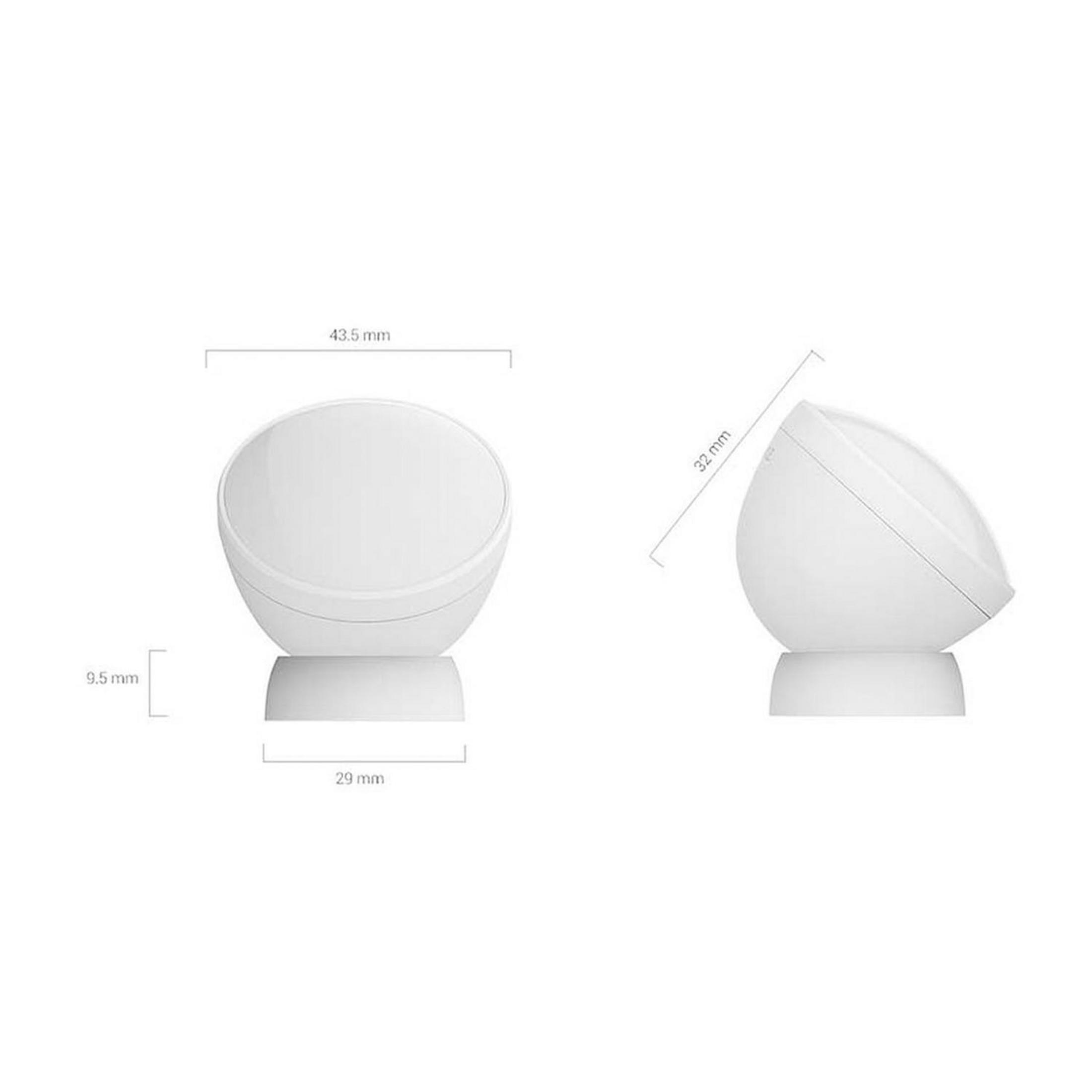 Dwa białe gadżety z wymiarami: 43.5mm, 32mm, 9.5mm, 29mm.