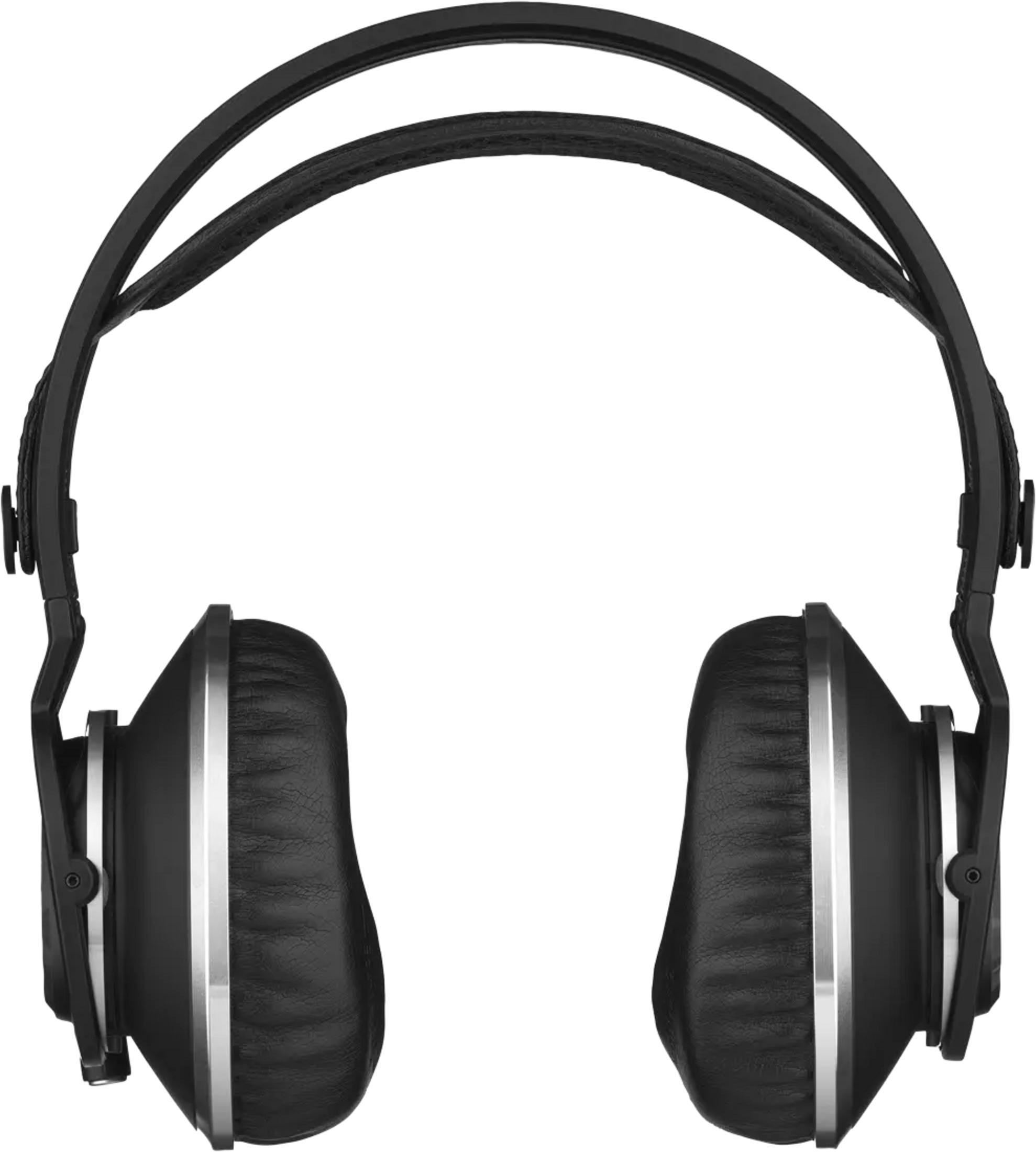 Casque noir avec accents argentés, sur fond blanc.