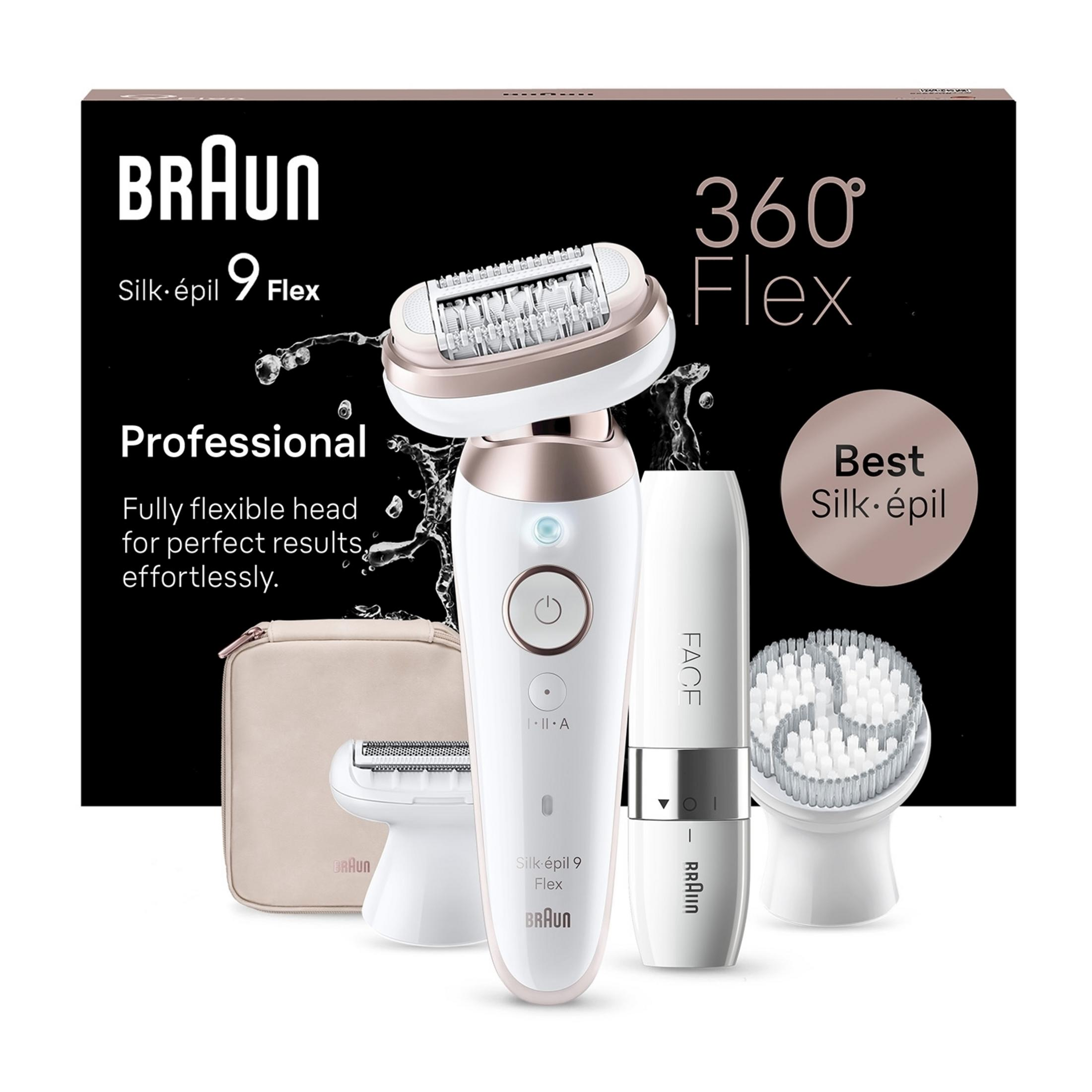 Depilator Braun Silk-épil 9 Flex z akcesoriami i szczotką.