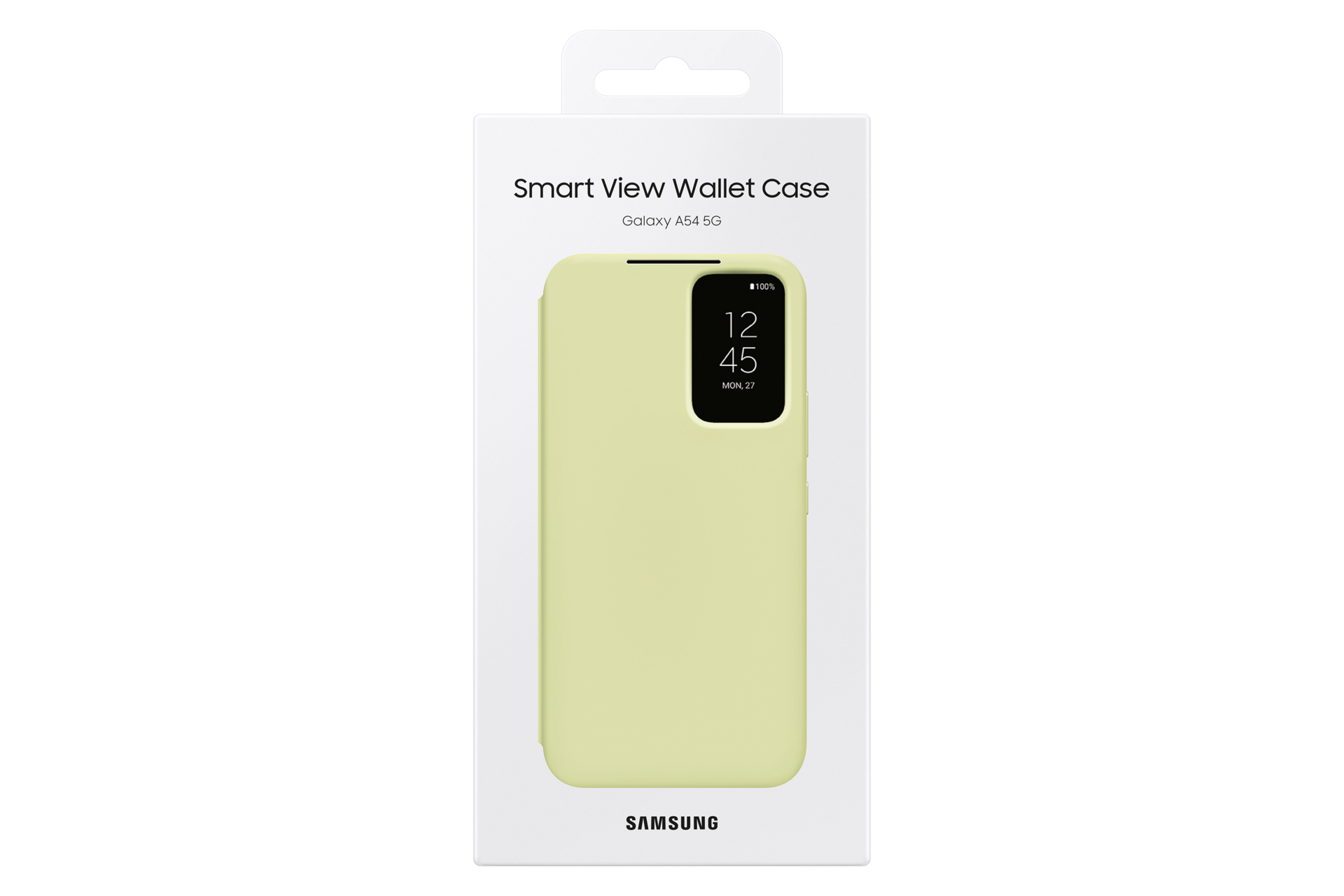 Jasnożółte etui portfelowe Samsung Smart View do Galaxy A54 5G.