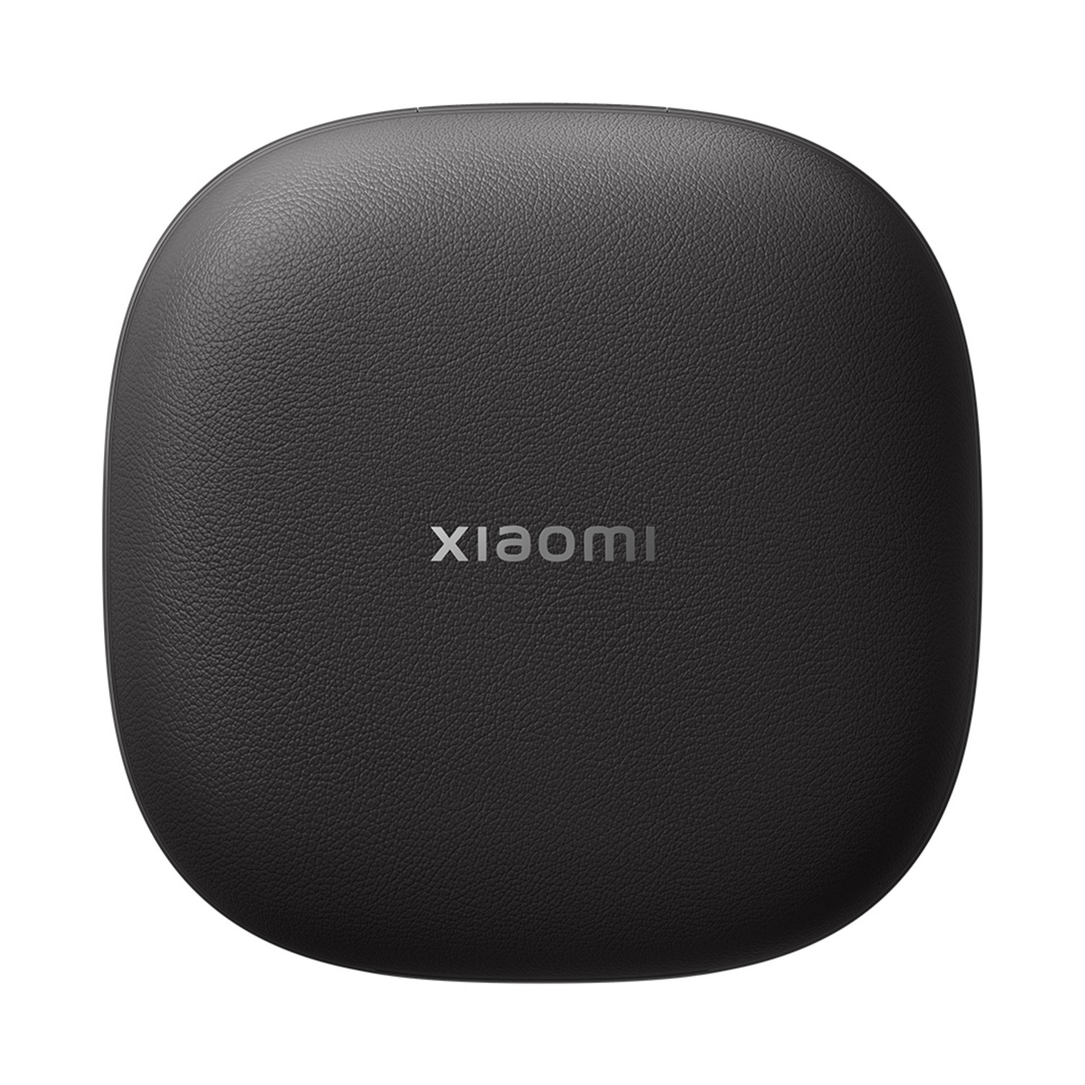 Boîtier de chargement Xiaomi noir texturé avec logo argenté.