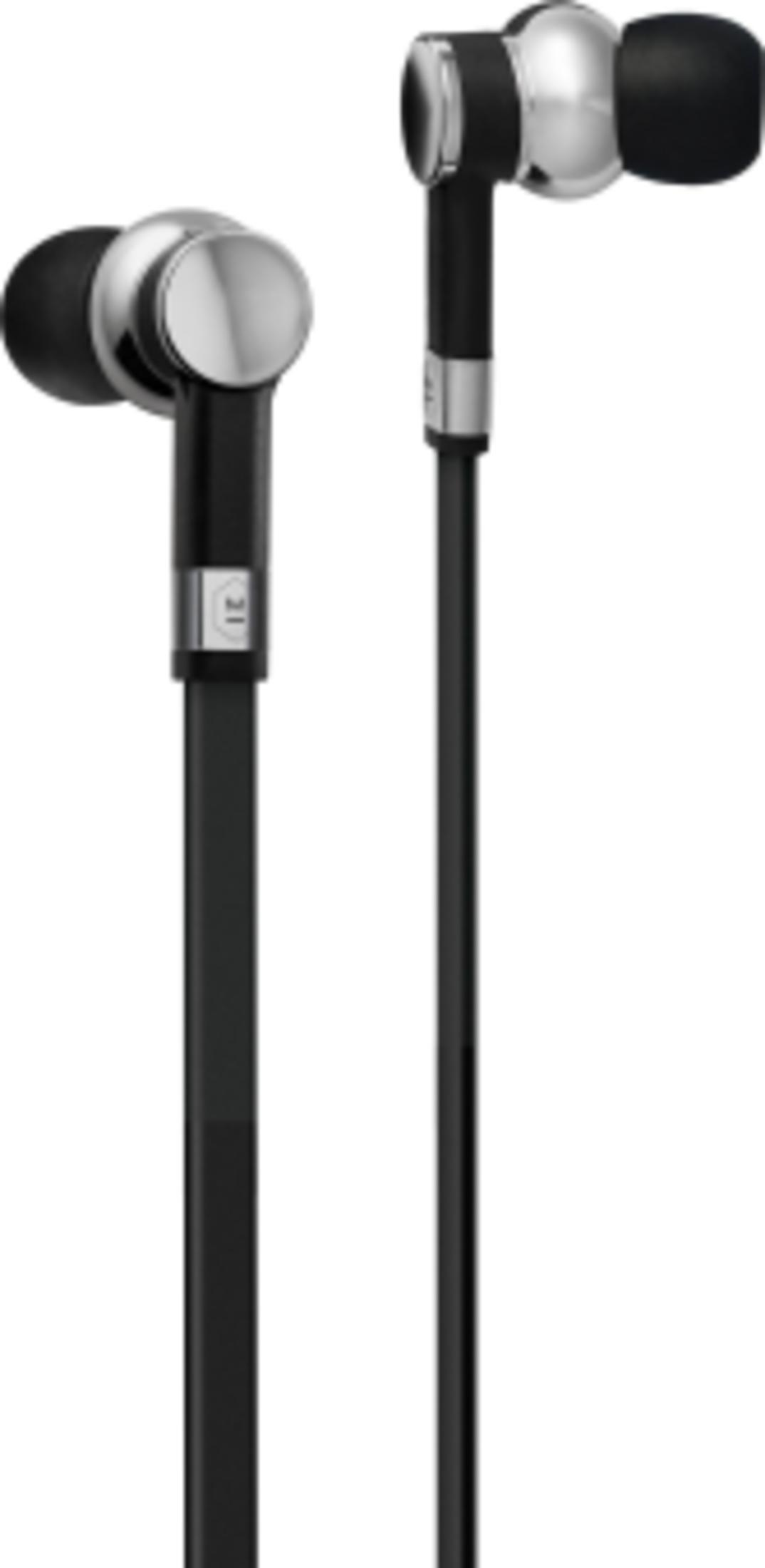 Auricolari neri con accenti argentati e cavo nero.