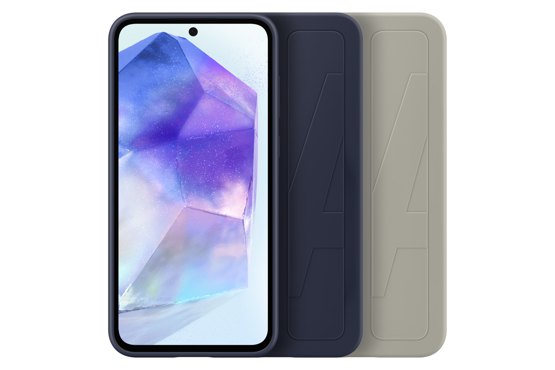 Smartfon z tapetą kryształową leży obok dwóch etui.