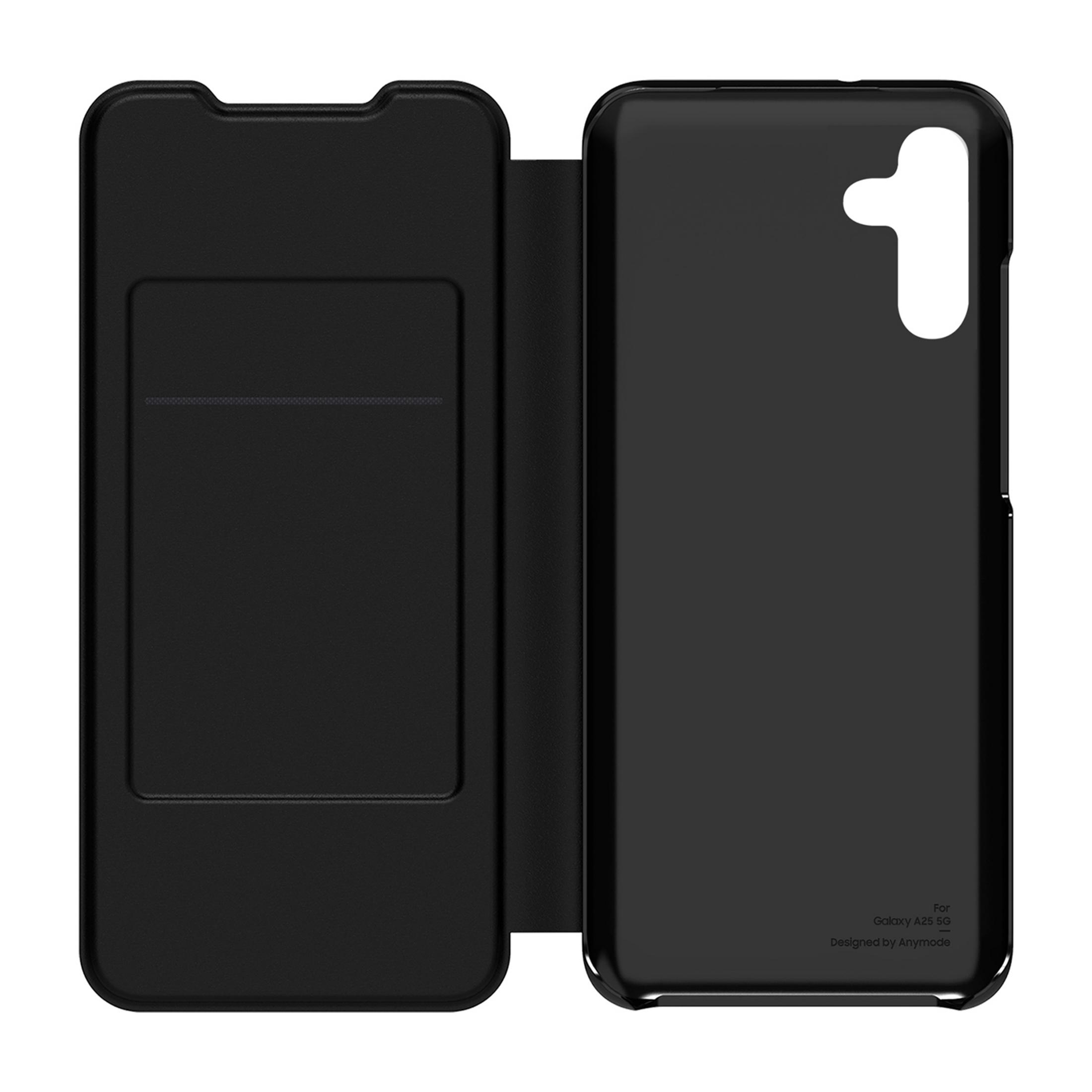 Schwarze Handyhülle mit Klappdeckel, für Galaxy A25 5G.