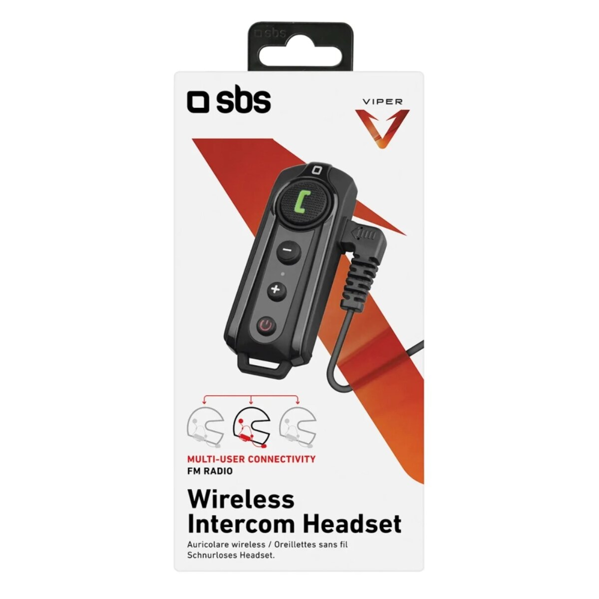 SBS Viper Wireless Intercom Headset mit FM-Radio und Mehrbenutzerverbindung.