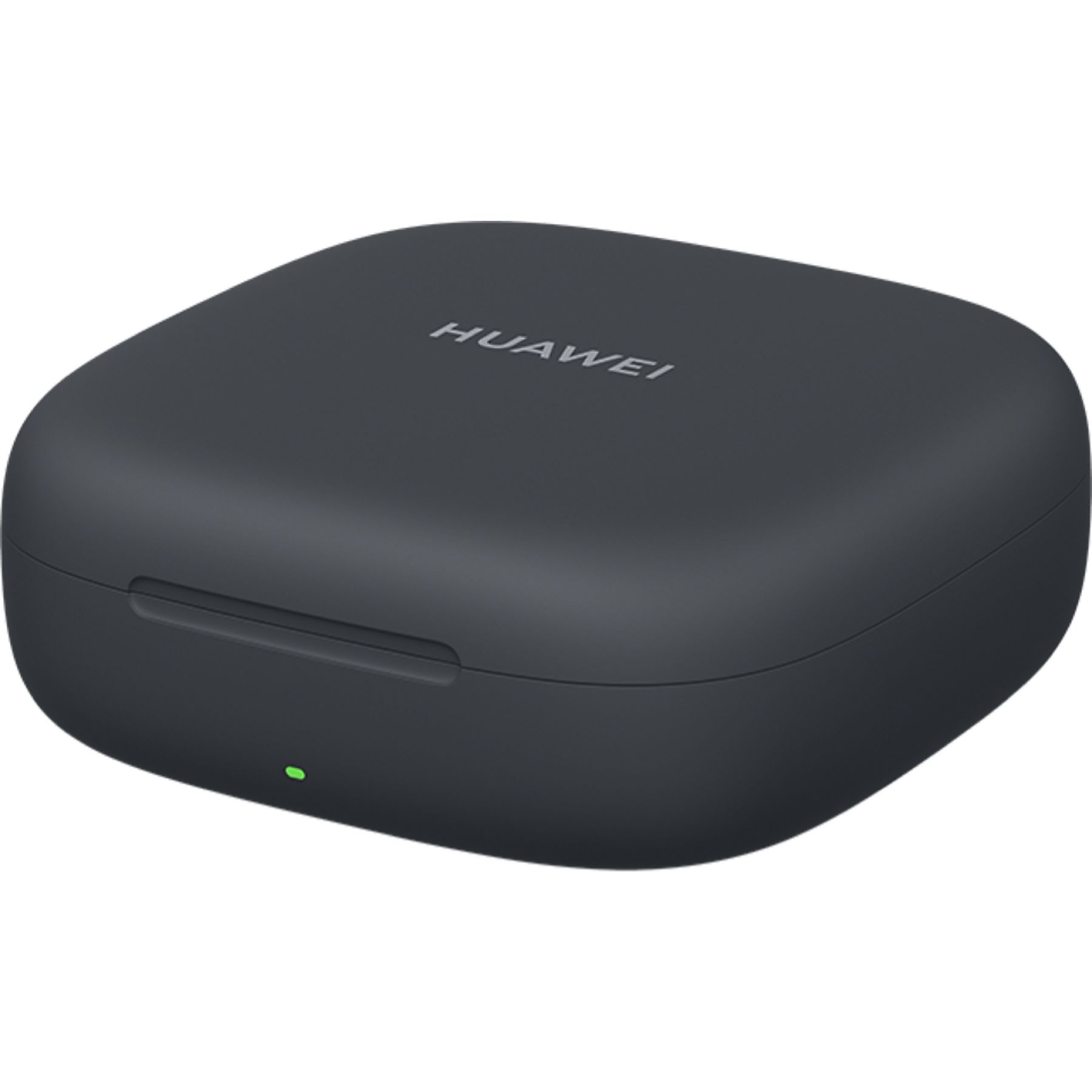 Donkergrijs Huawei oplaadetui met een gloeiende groene LED.