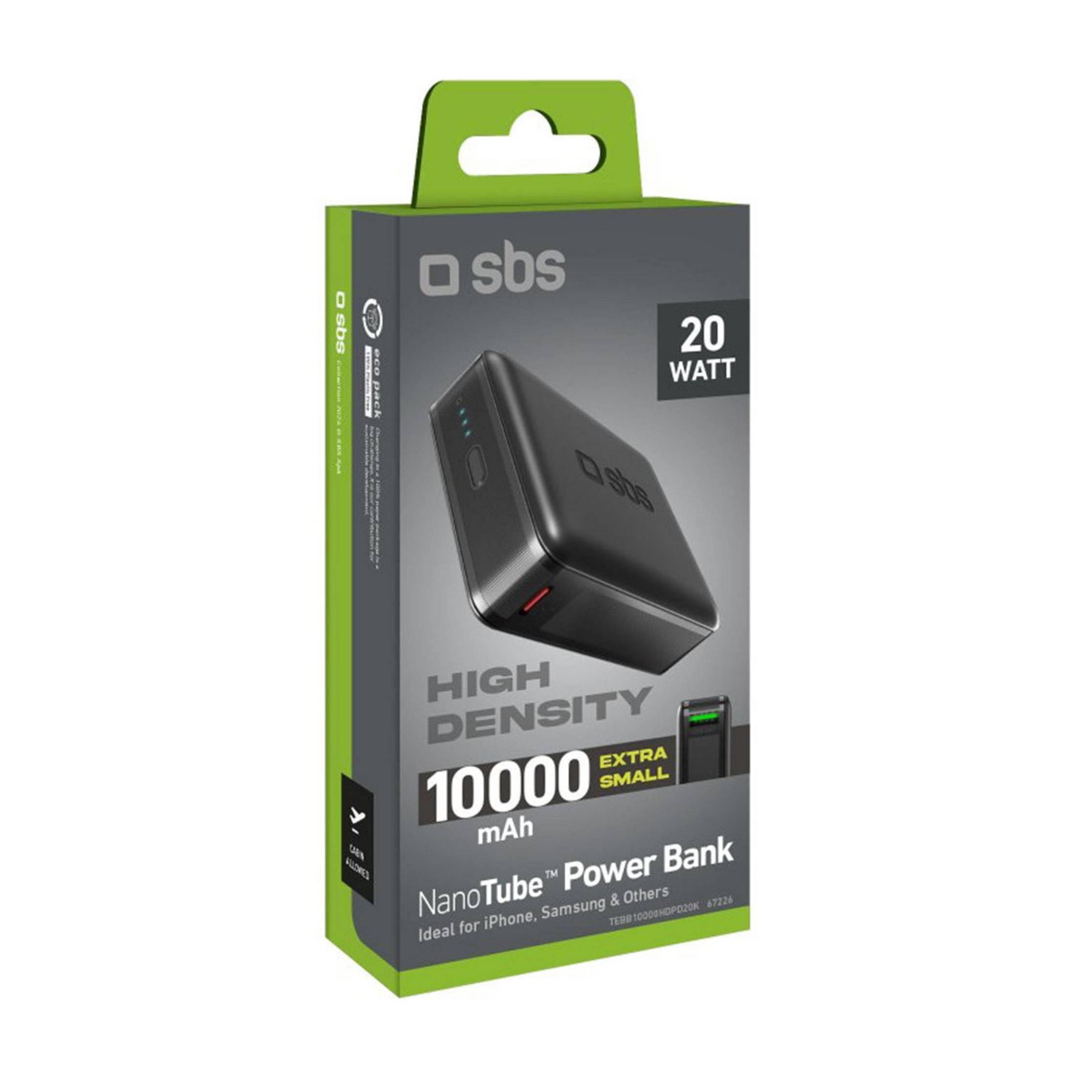Opakowanie power banku SBS NanoTube 10000 mAh, 20W.