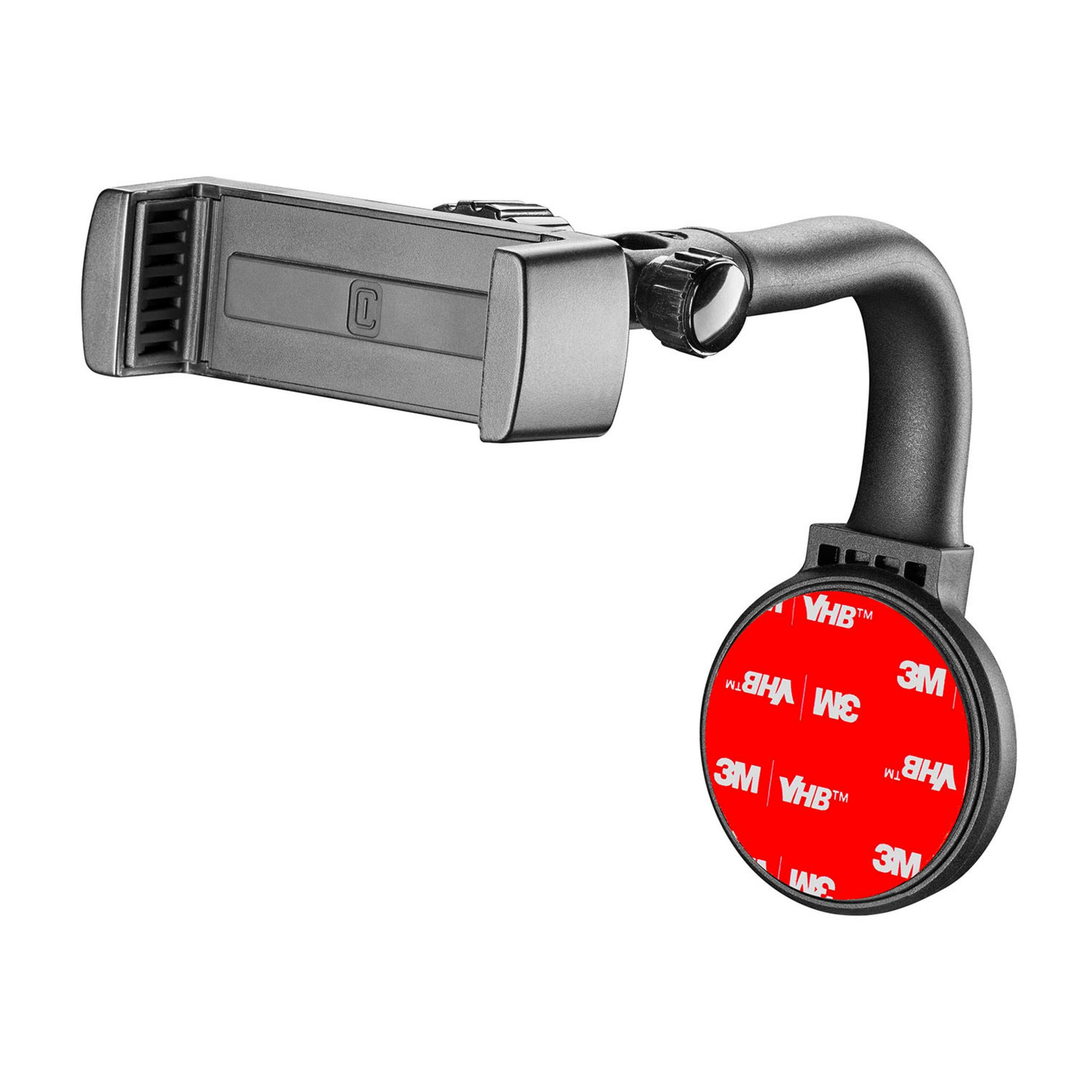 Supporto nero per telefono con pad adesivo e logo 3M VHB.