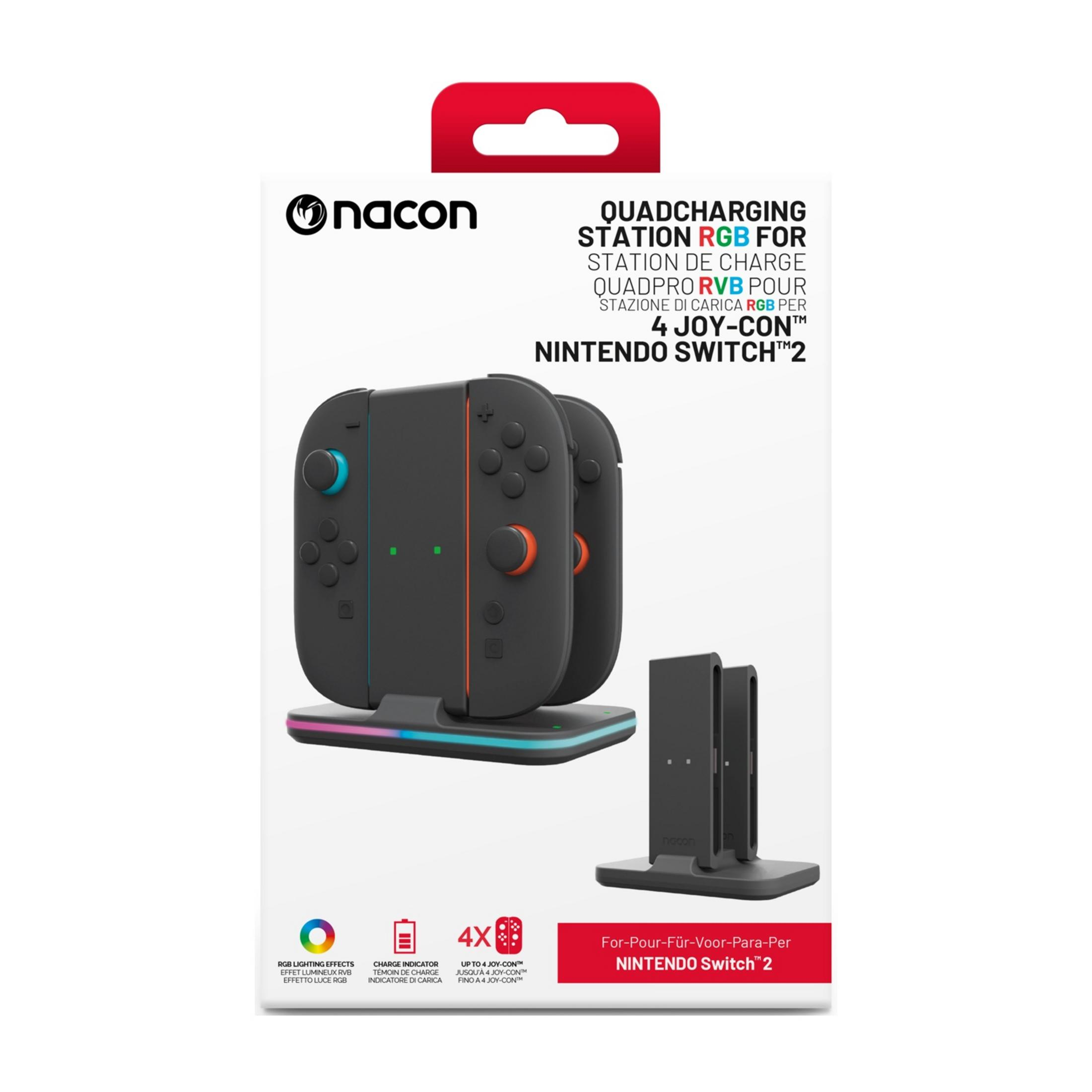 Stazione di ricarica quadrupla Nacon per 4 Joy-Con Nintendo Switch con luce RGB.