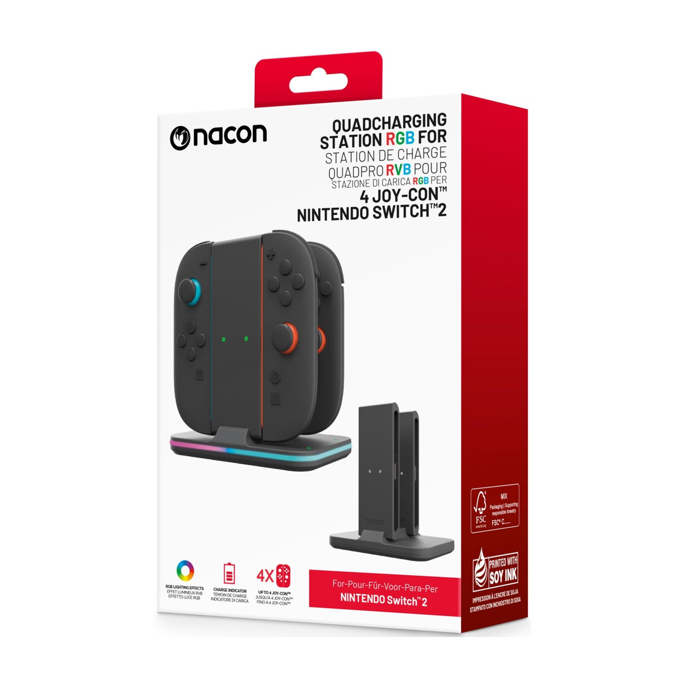 Stazione di ricarica Nacon Quad per 4 Joy-Con Nintendo Switch con illuminazione RGB.