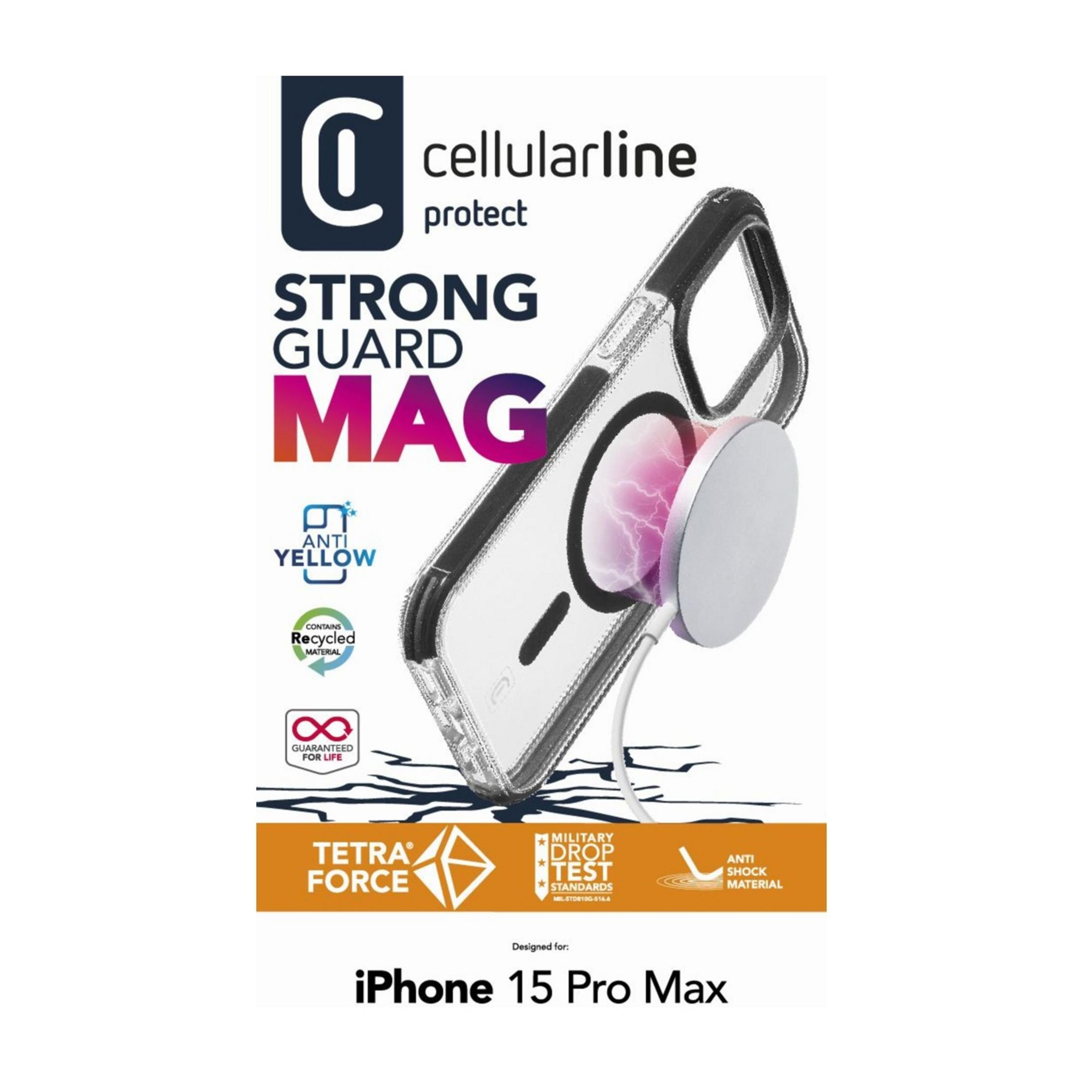 Coque transparente pour iPhone 15 Pro Max, compatible MagSafe, "Strong Guard Mag".