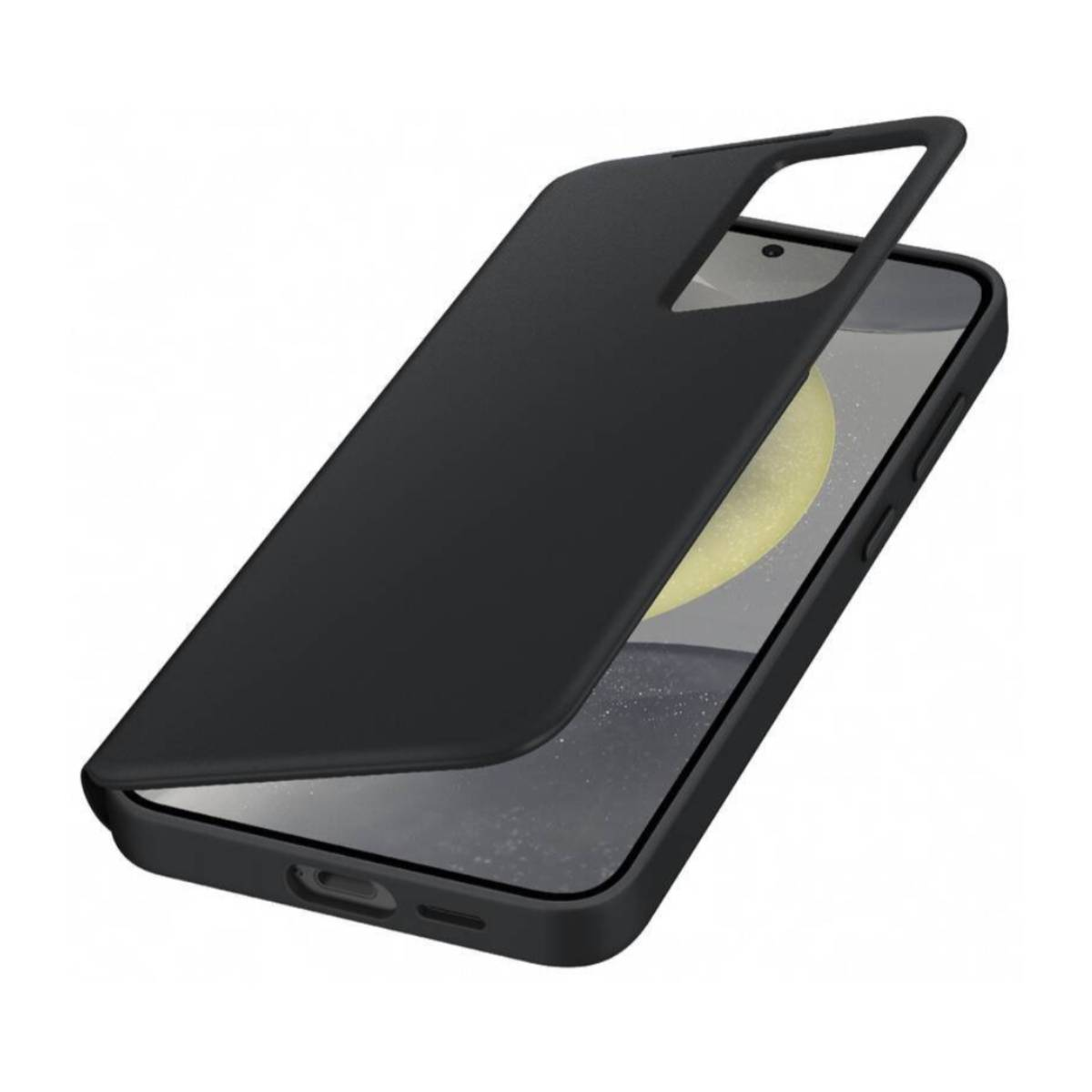 Czarna obudowa na telefon częściowo zakrywająca smartfon.