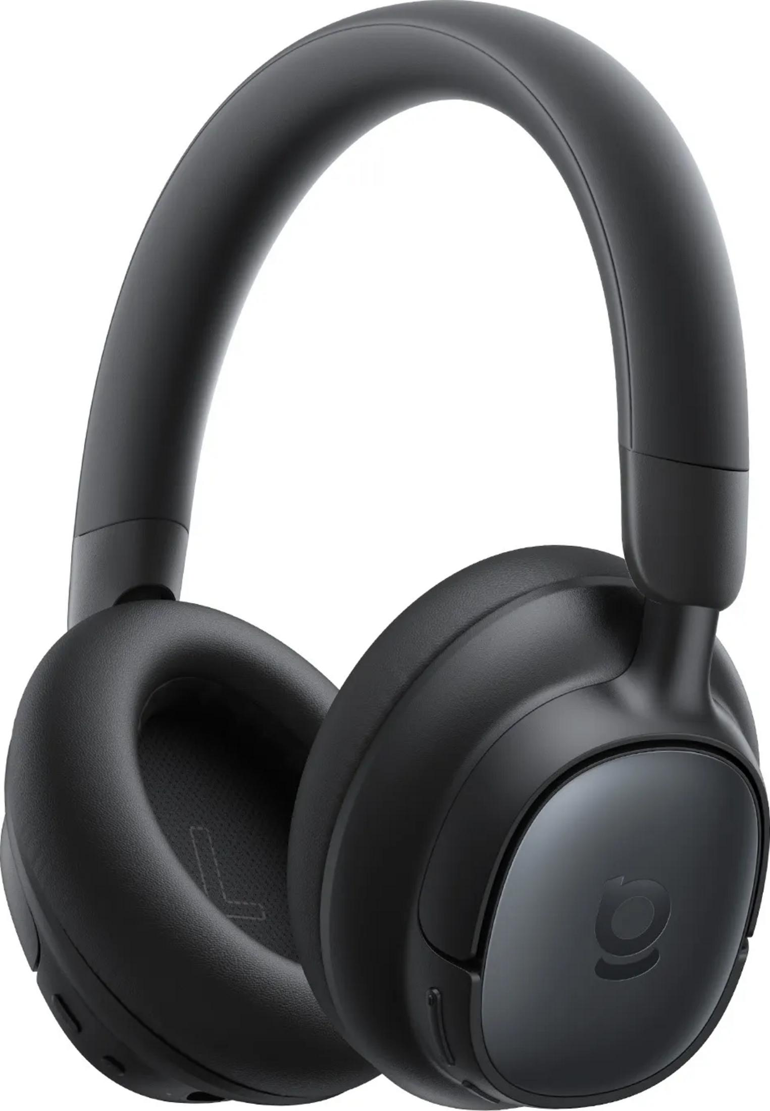 Cuffie nere over-ear con logo sul padiglione destro.