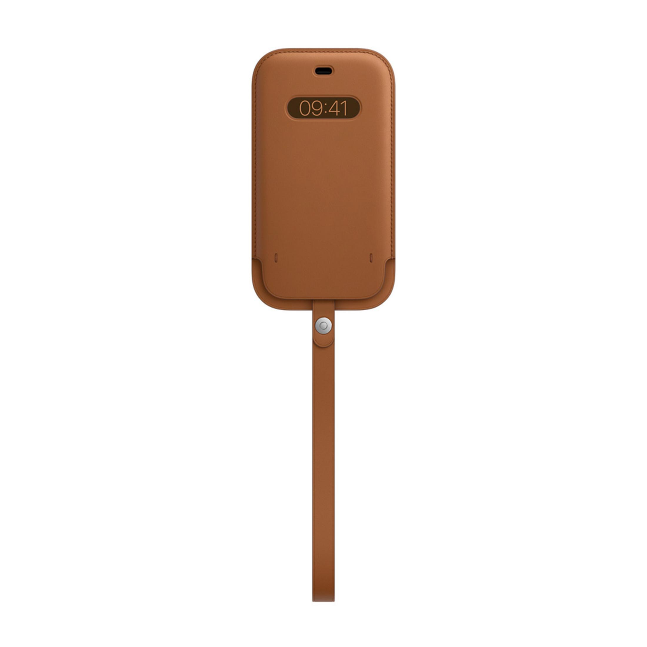 Brown leather case with 09:41 time display and a strap.