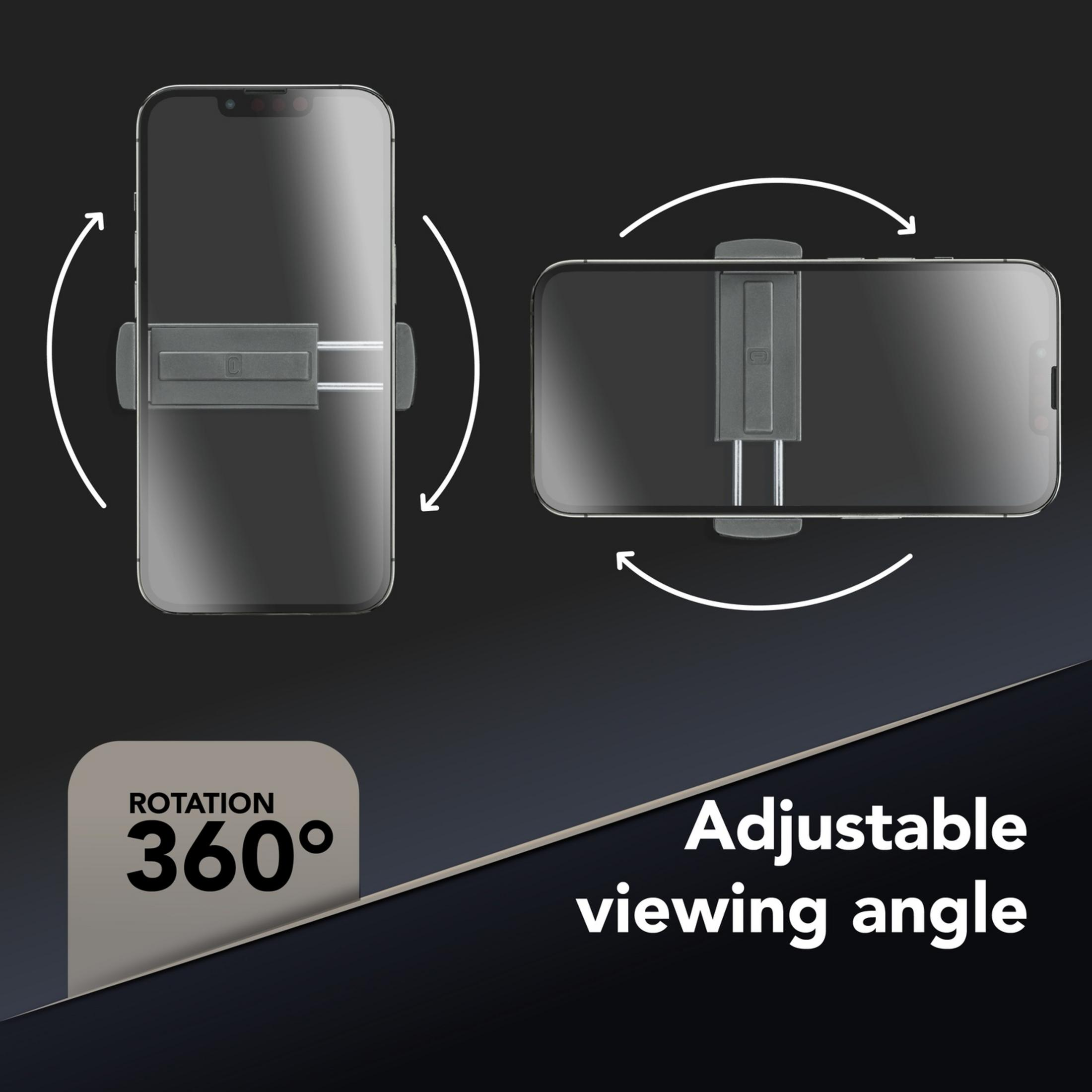 Smartphone-Halterung mit 360°-Drehung und verstellbarem Winkel.
