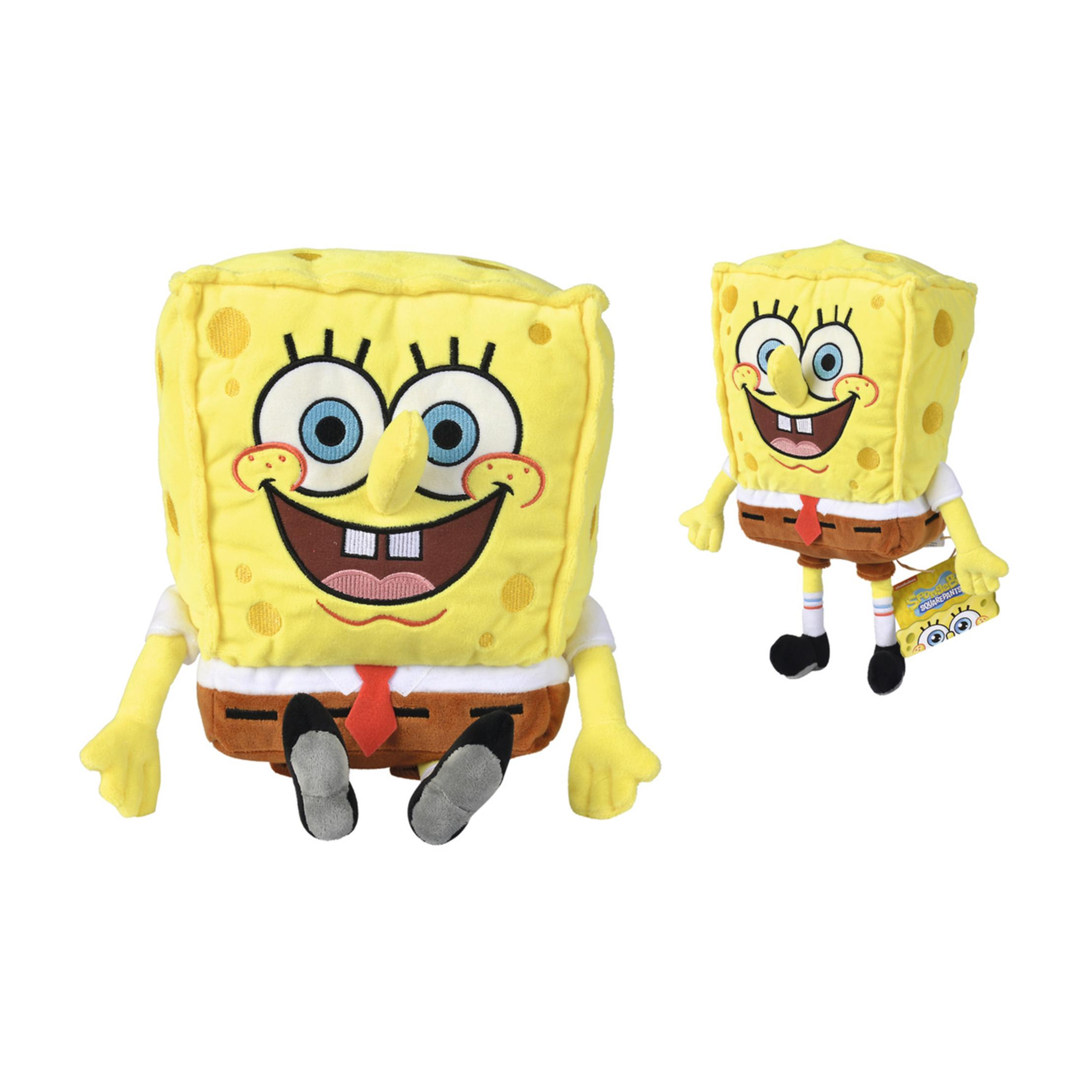 Due peluche di Spongebob Squarepants su sfondo bianco.