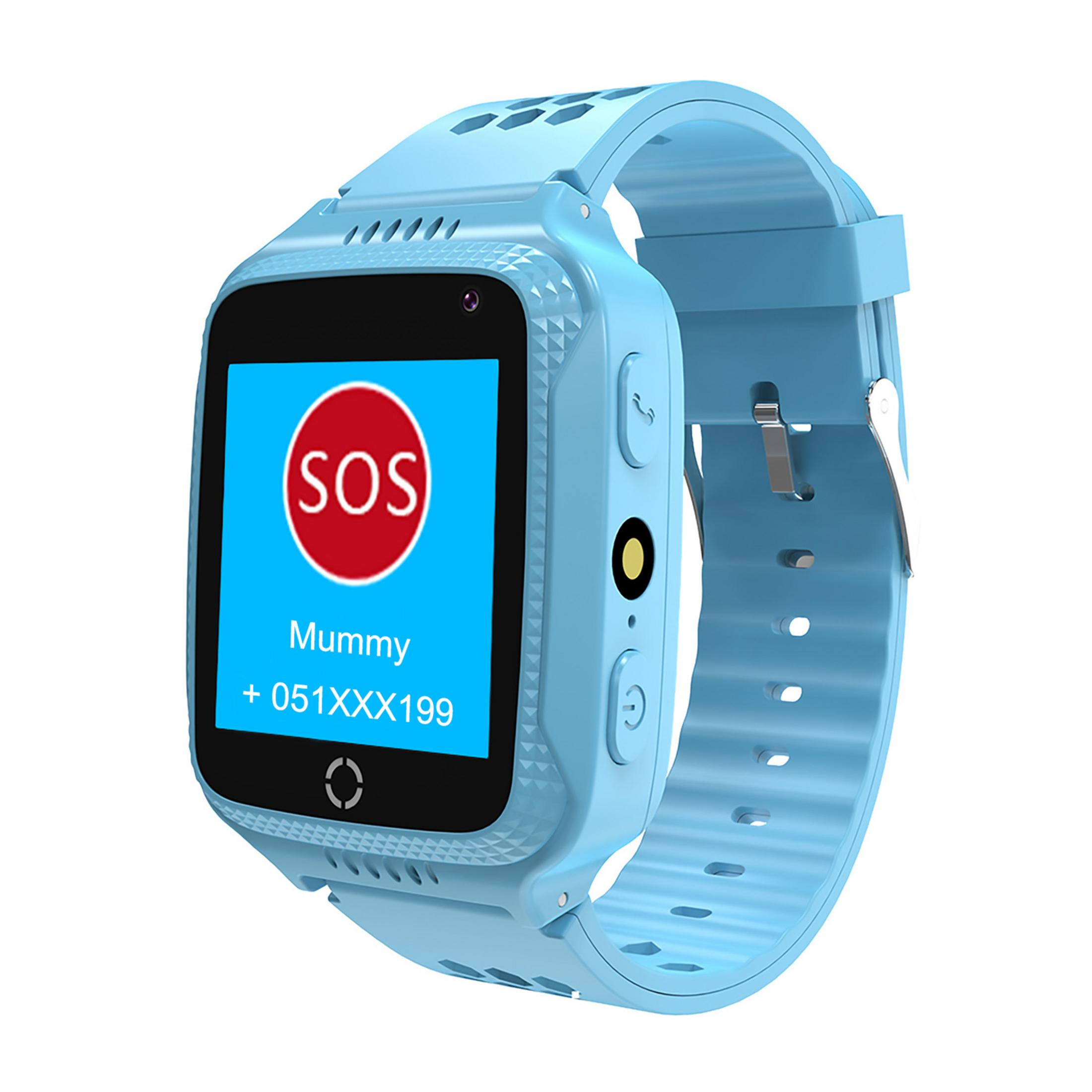 Smartwatch blu per bambini con display SOS, Mamma, numero.