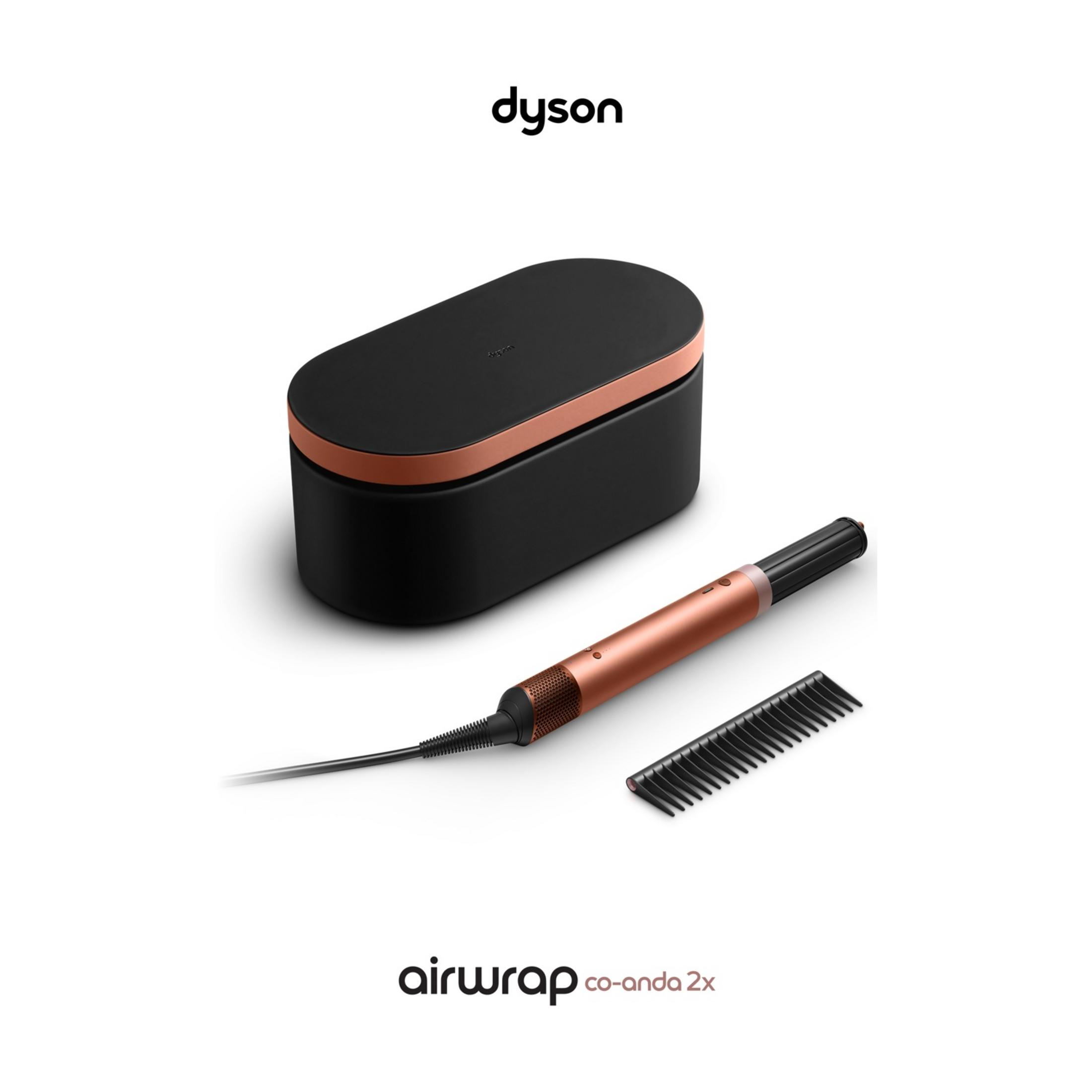 Dyson Airwrap Haarpflegegerät mit Aufbewahrungsbox und Kammaufsatz.