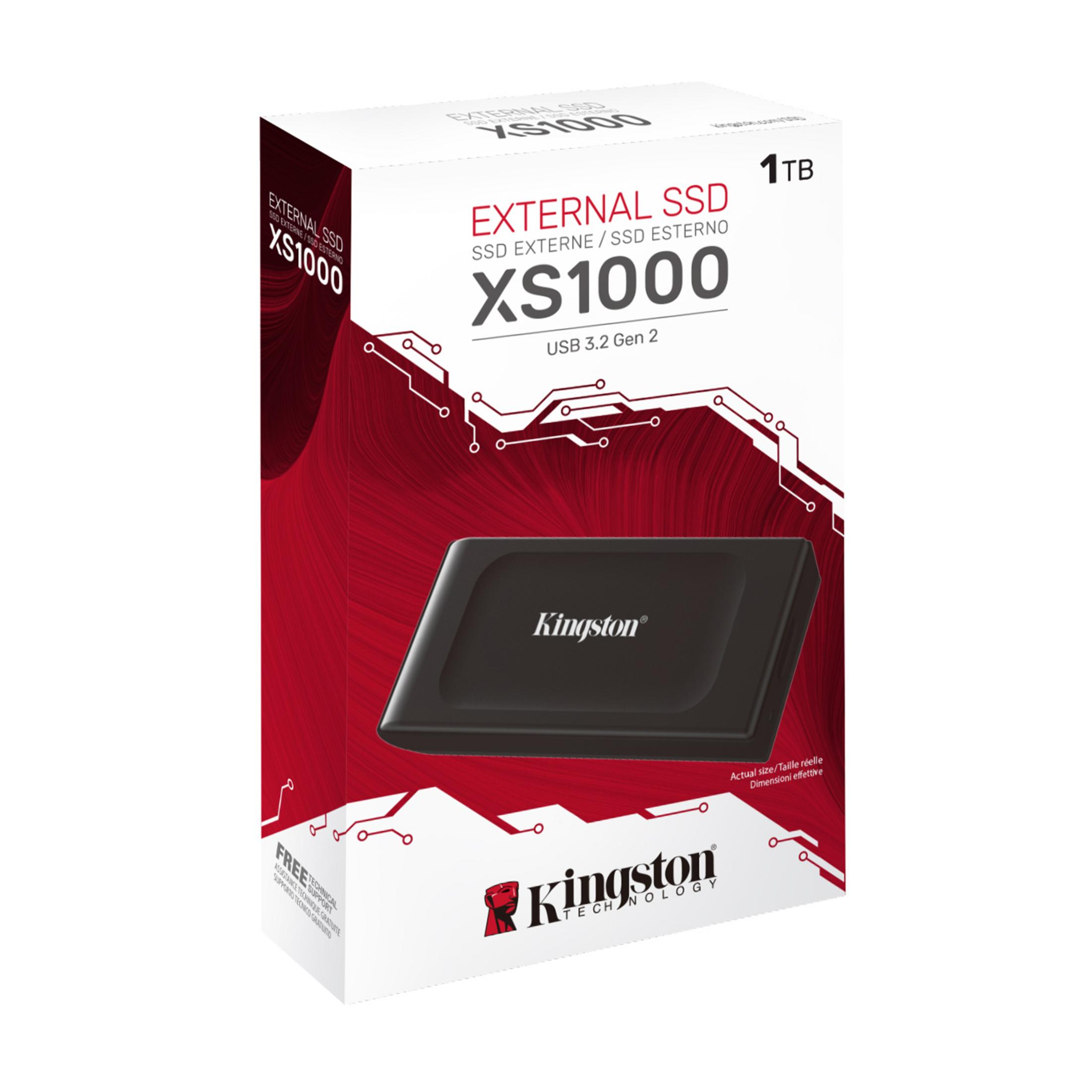 Zewnętrzny dysk SSD Kingston XS1000, 1TB, czarny, z USB 3.2 Gen 2.