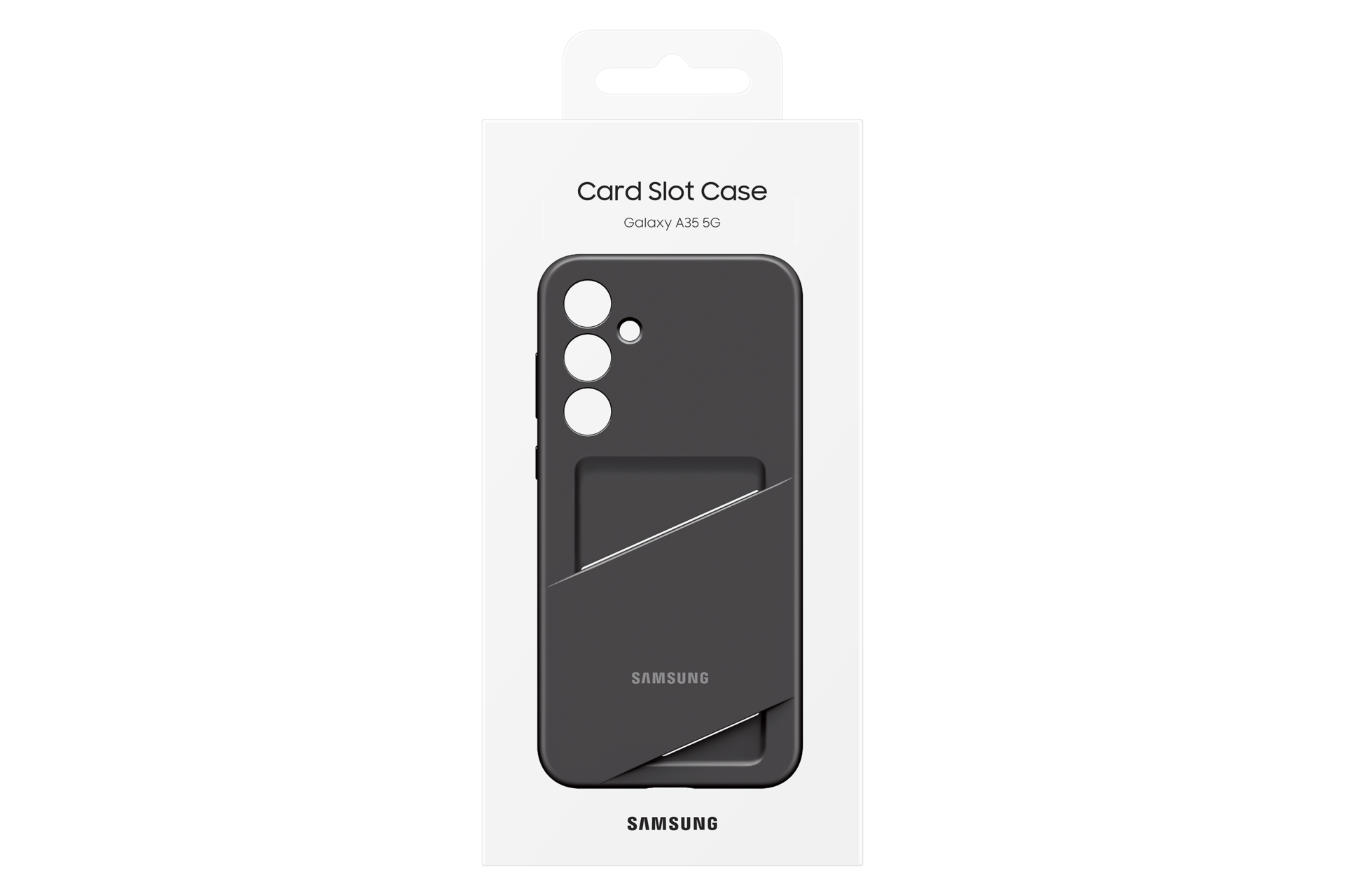 Czarny futerał Samsung z miejscem na karty do Galaxy A35 5G.