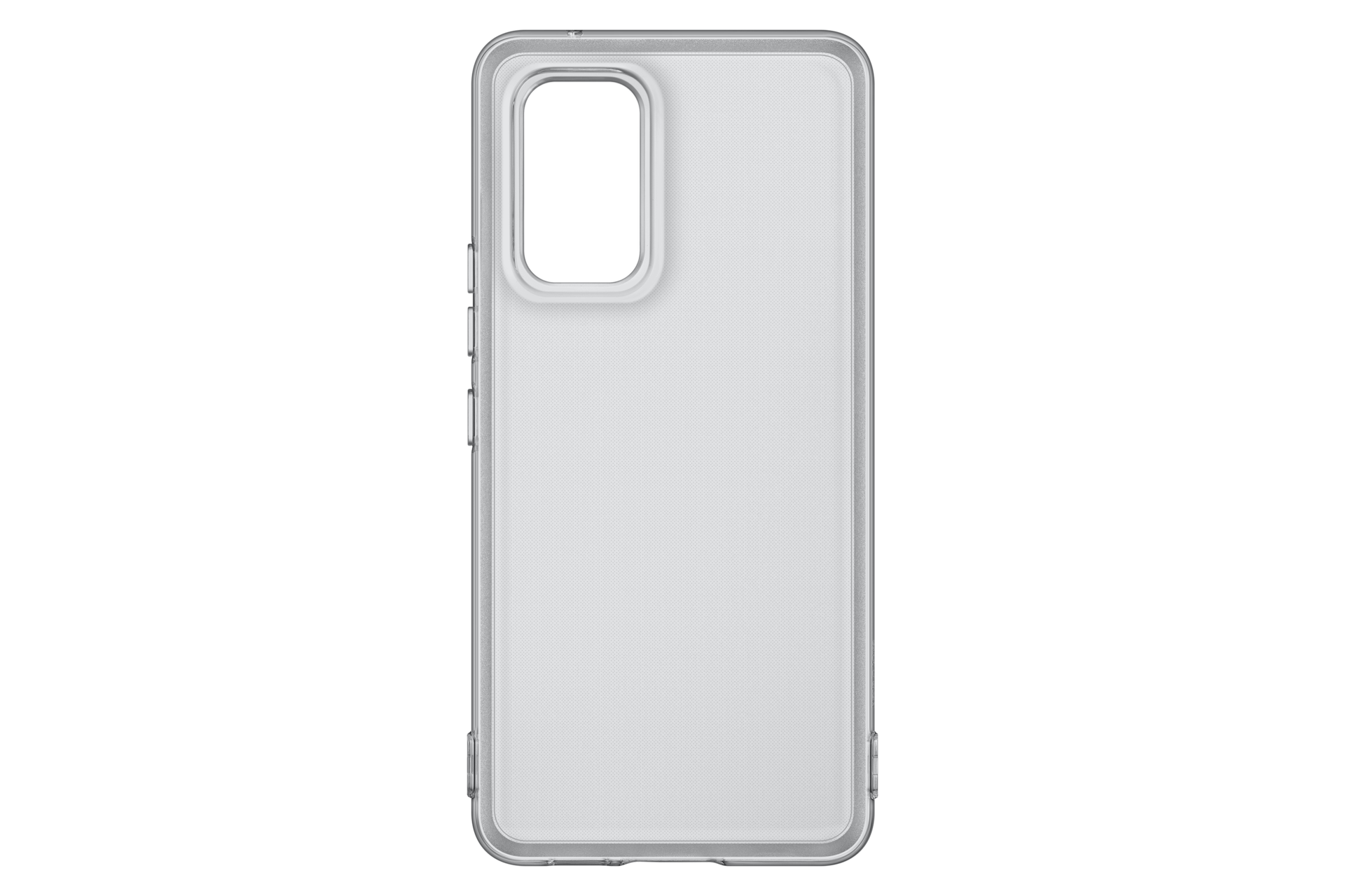 Custodia trasparente per telefono con apertura rialzata per fotocamera e pulsanti.