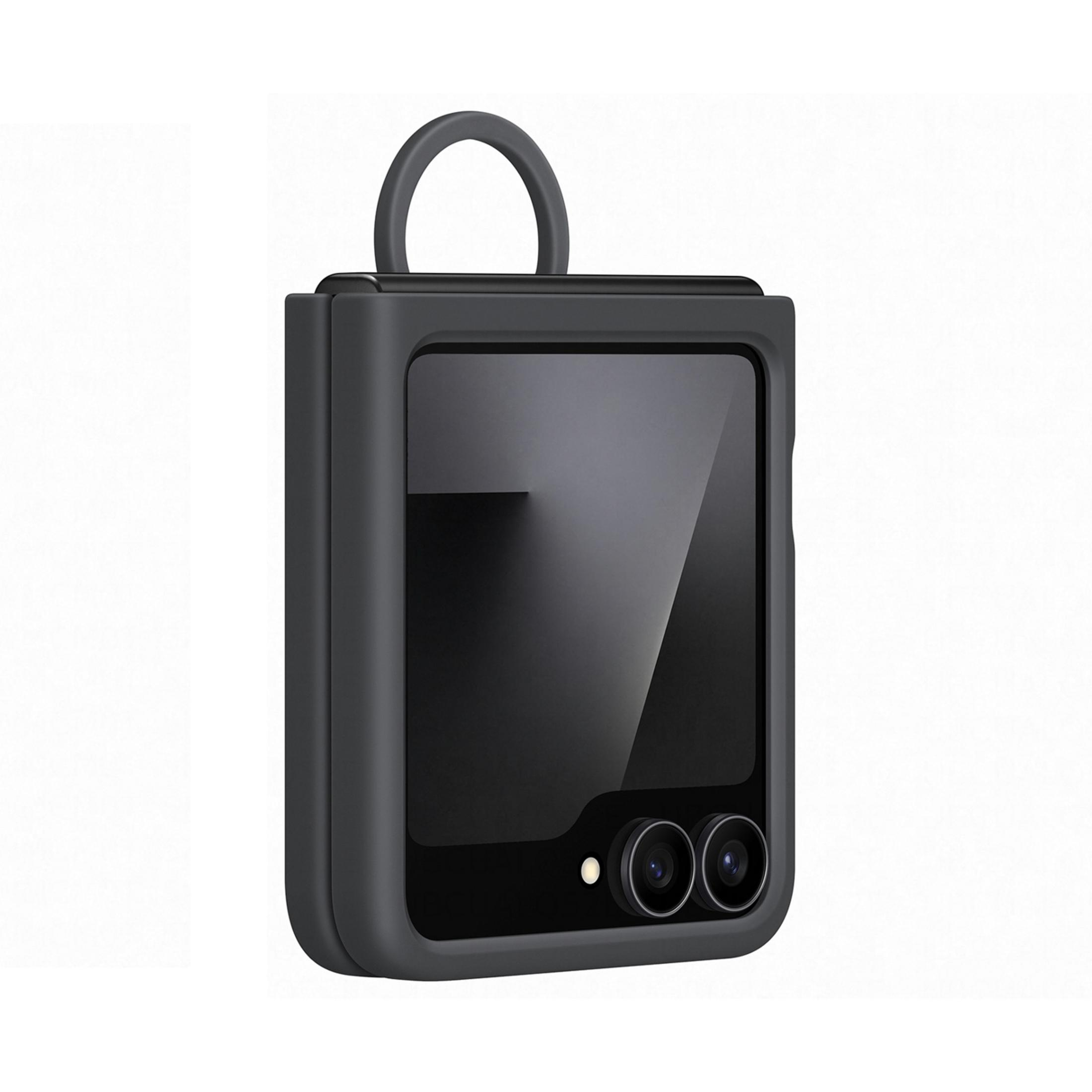 Szara klapka z dwoma aparatami i kółkiem na górze.