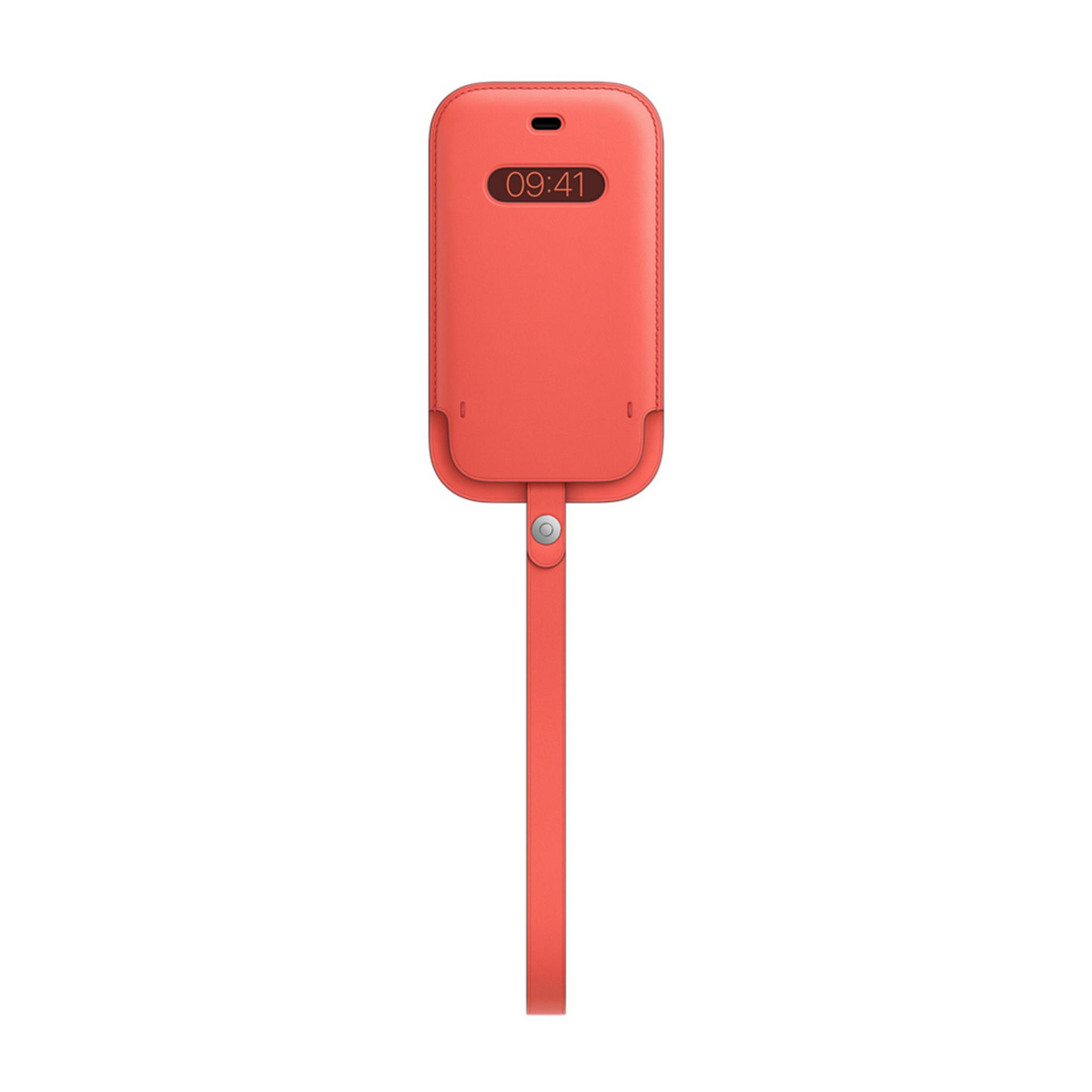 Coque de téléphone rouge avec dragonne et heure numérique 09:41.