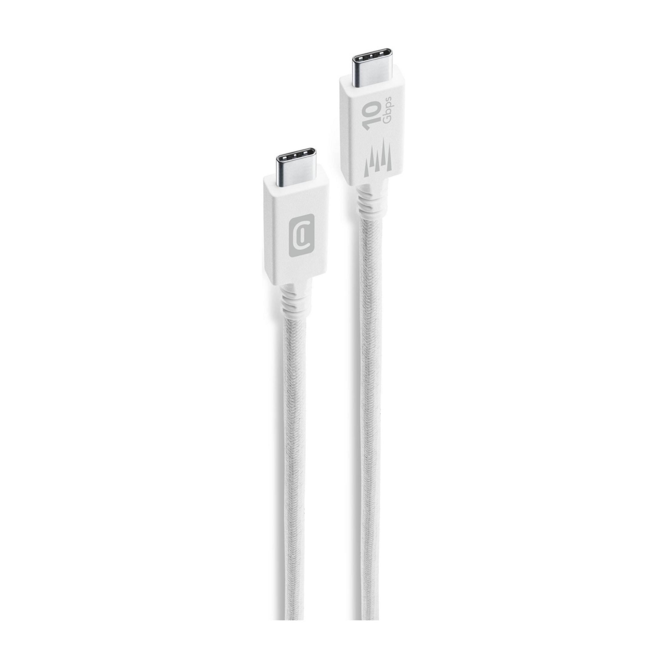 Deux câbles USB-C blancs avec tresse textile et connecteurs.