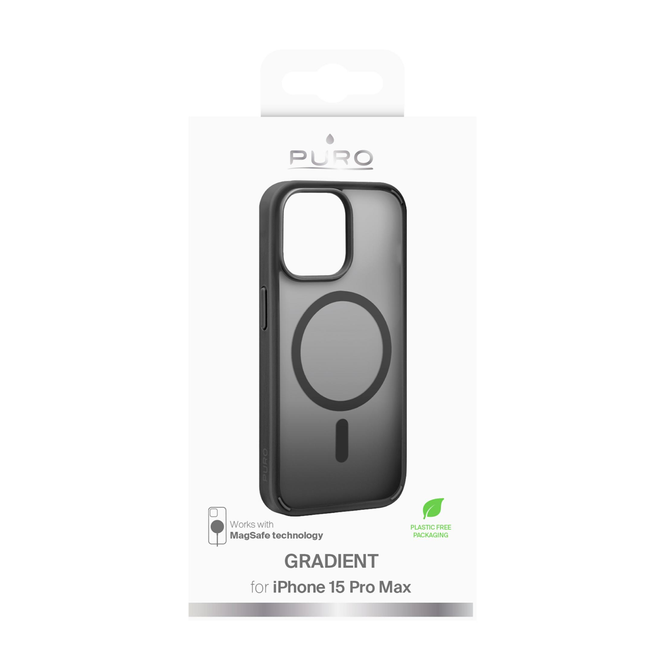 Custodia grigia Puro per iPhone 15 Pro Max con tecnologia MagSafe.