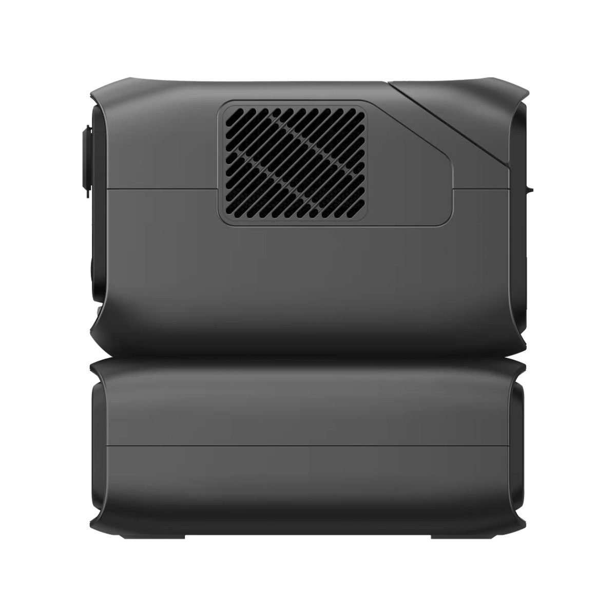 Dispositivo rettangolare nero con griglia di ventilazione e bordi arrotondati.